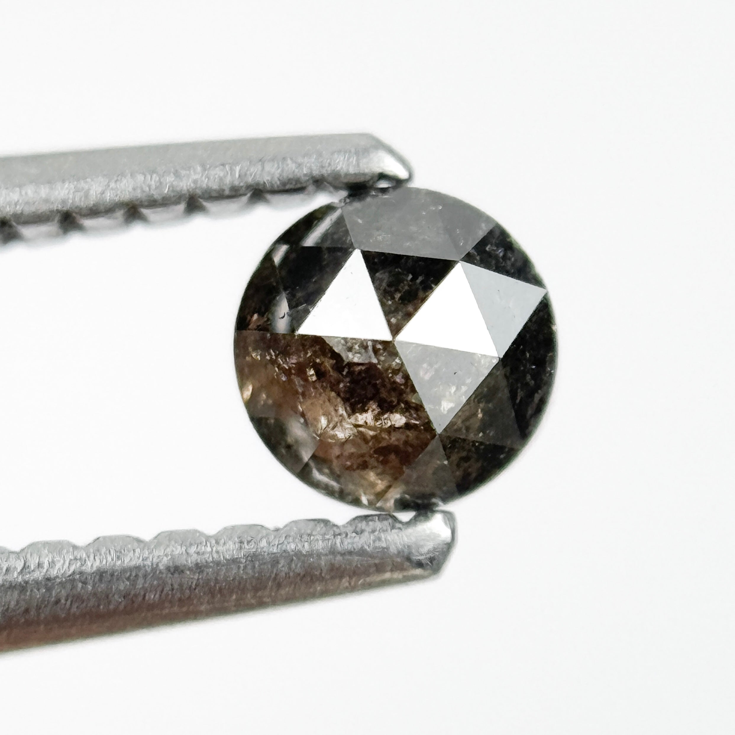 0.40 Ct Round Rose Cut Black Natural Salt and Pepper Diamond