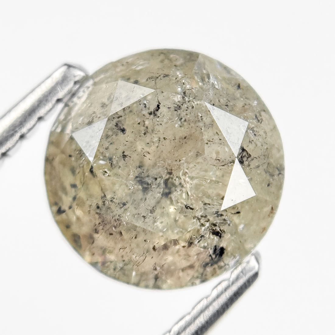 1.81 Ct Round Rose Cut Yellow Natural Salt and Pepper Diamond