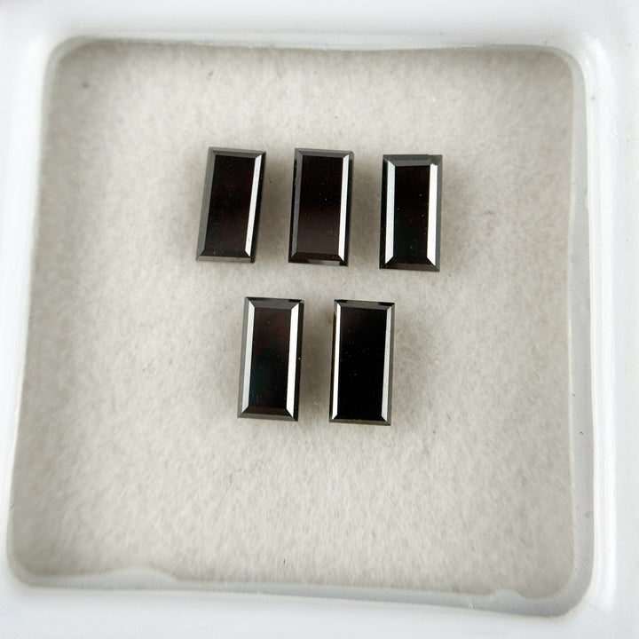 6 X 3 MM Baguette Rose Cut Black Natural Fancy Diamond