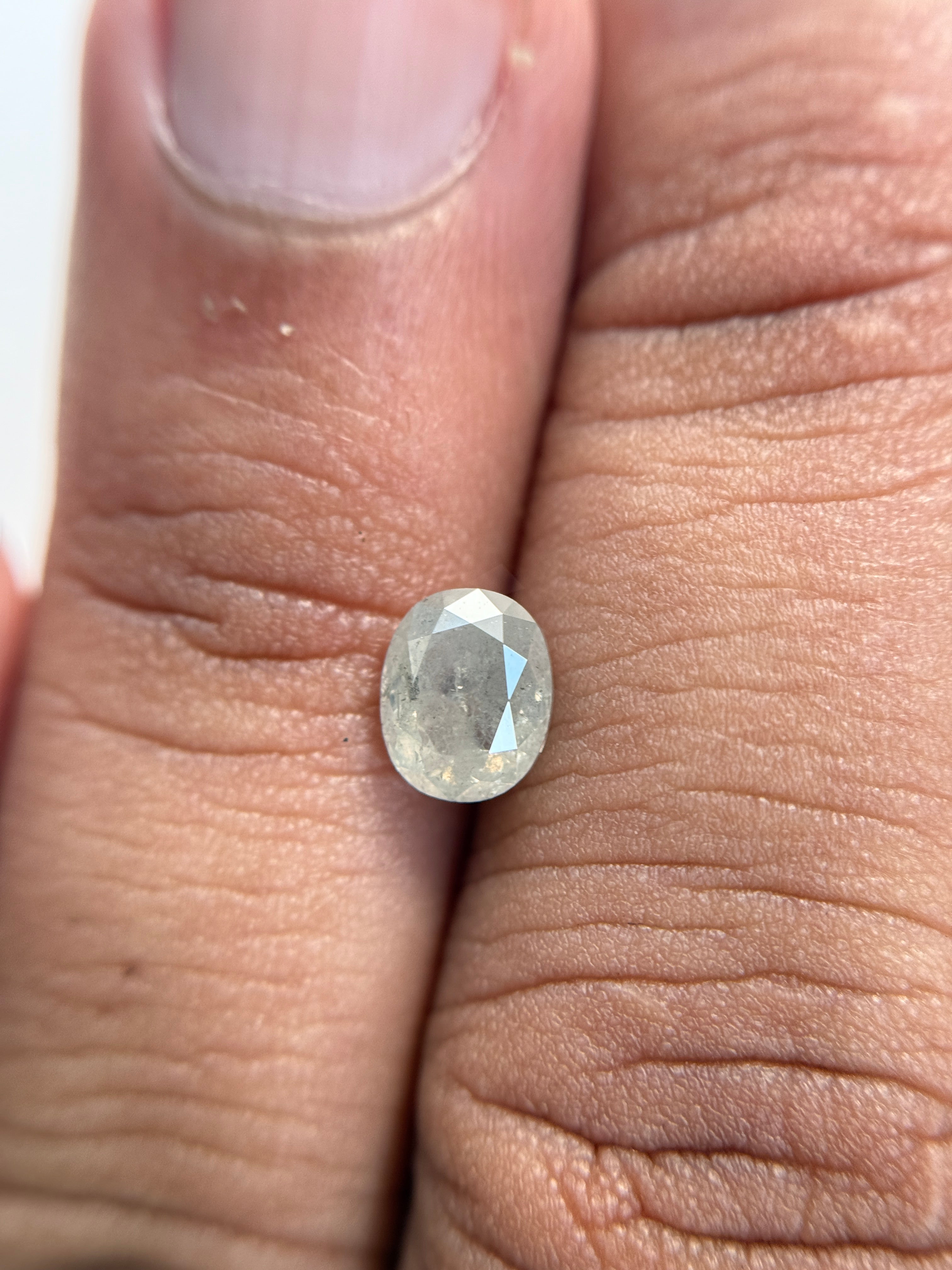 1.12 Ct Oval Rose Cut Grey Natural Salt and Pepper Diamond