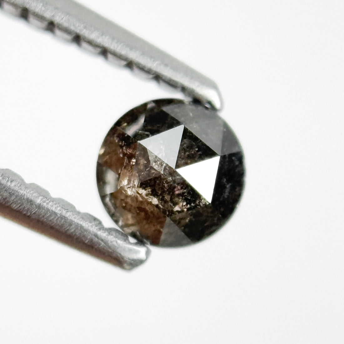 0.40 Ct Round Rose Cut Black Natural Salt and Pepper Diamond