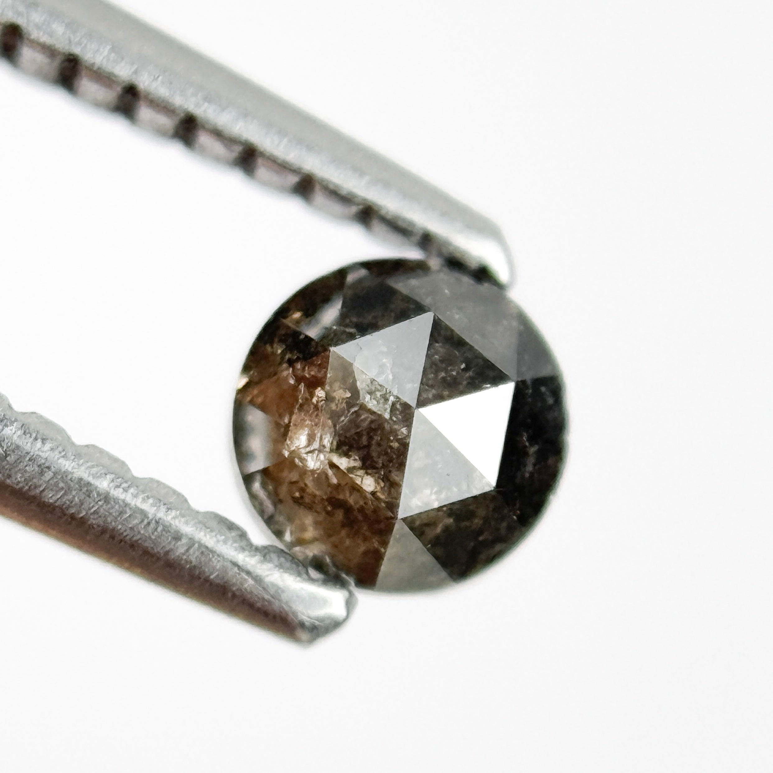 0.40 Ct Round Rose Cut Black Natural Salt and Pepper Diamond