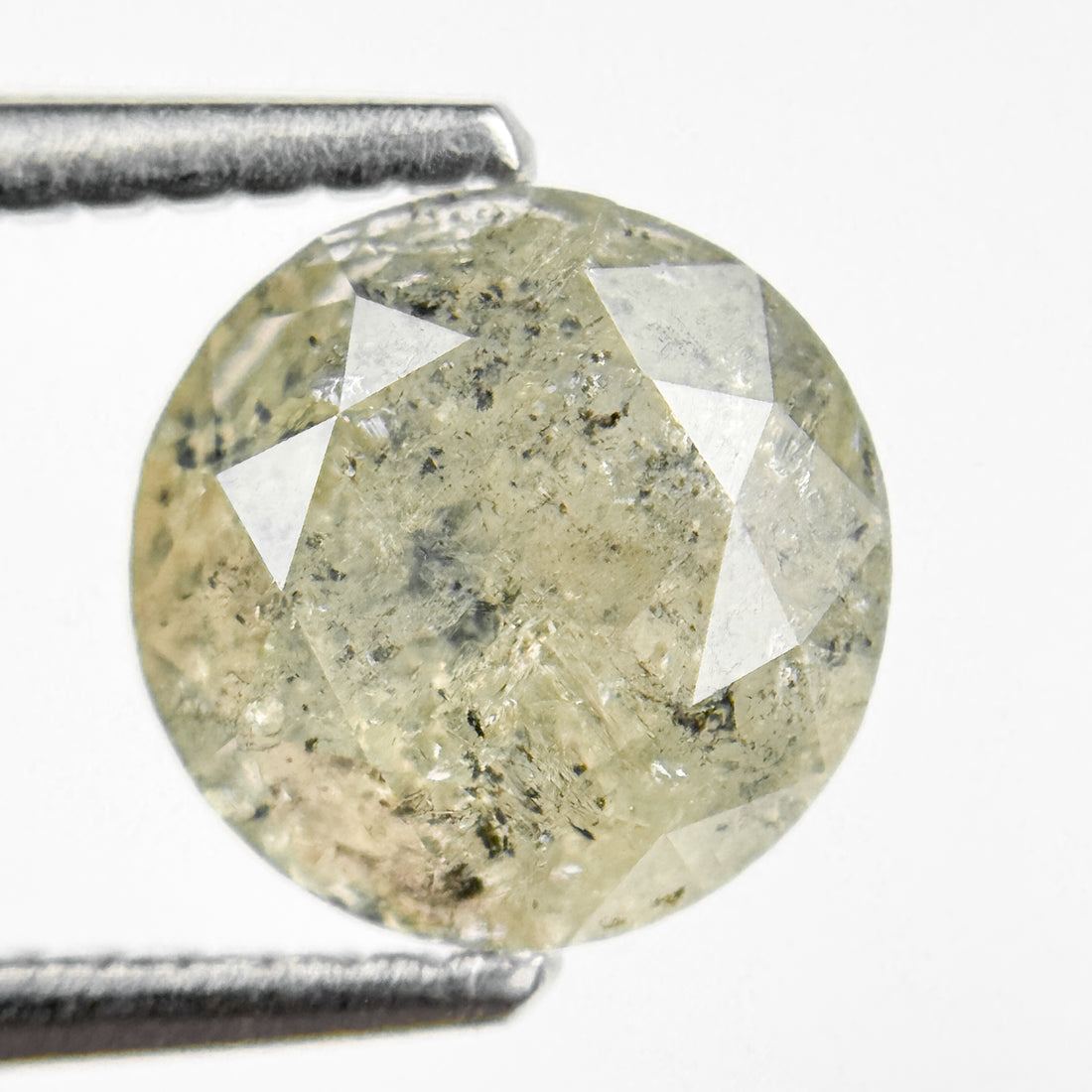 1.81 Ct Round Rose Cut Yellow Natural Salt and Pepper Diamond
