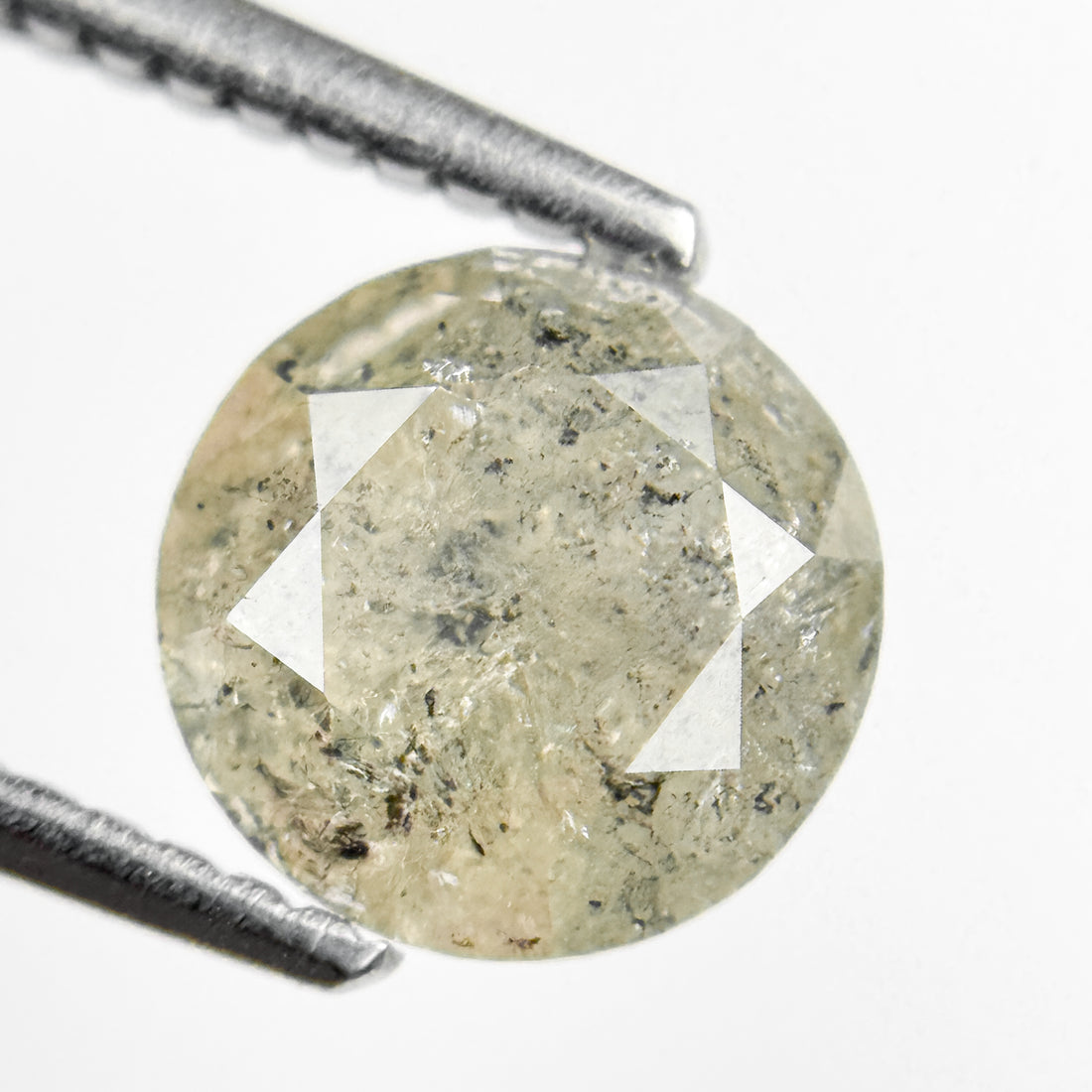 1.81 Ct Round Rose Cut Yellow Natural Salt and Pepper Diamond