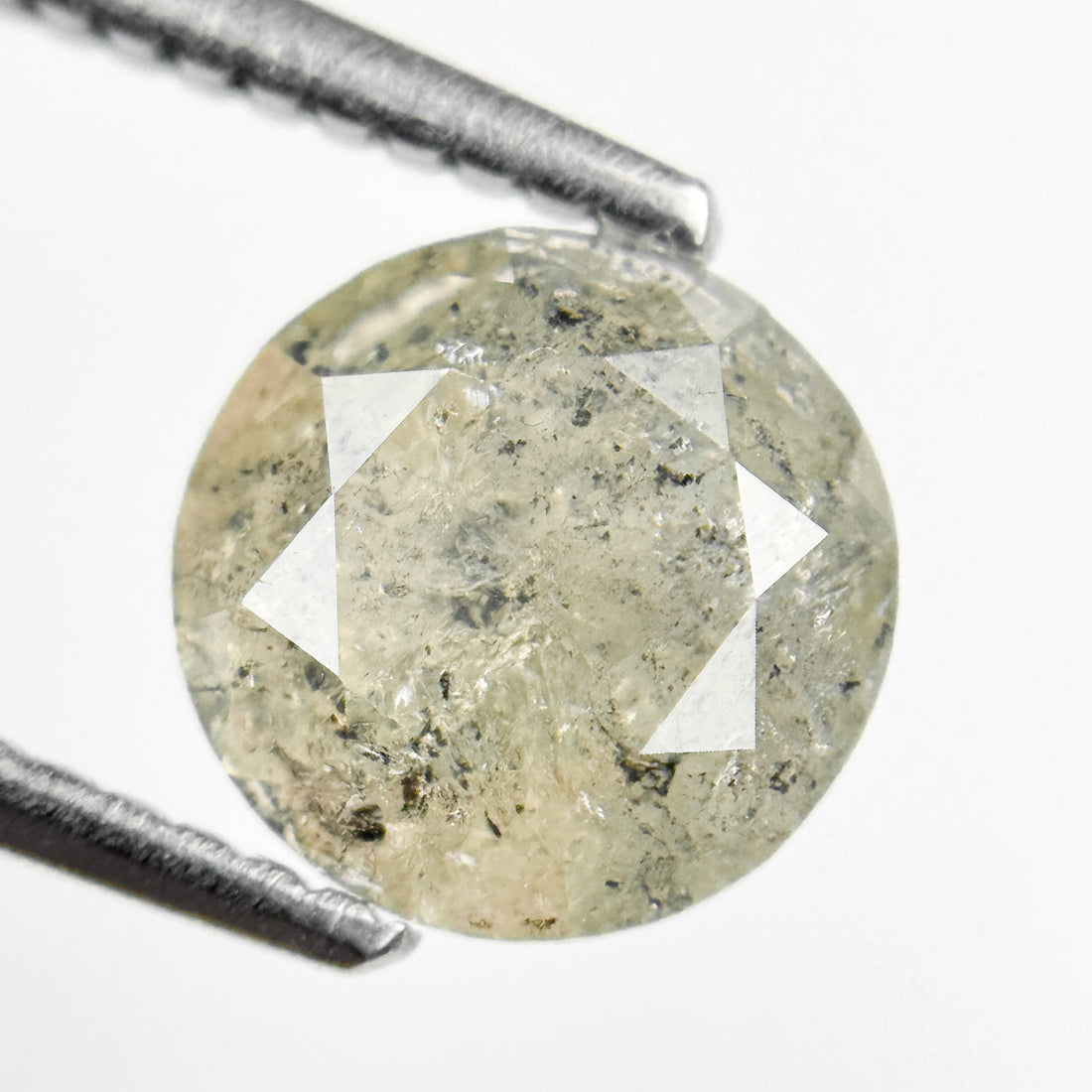 1.81 Ct Round Rose Cut Yellow Natural Salt and Pepper Diamond