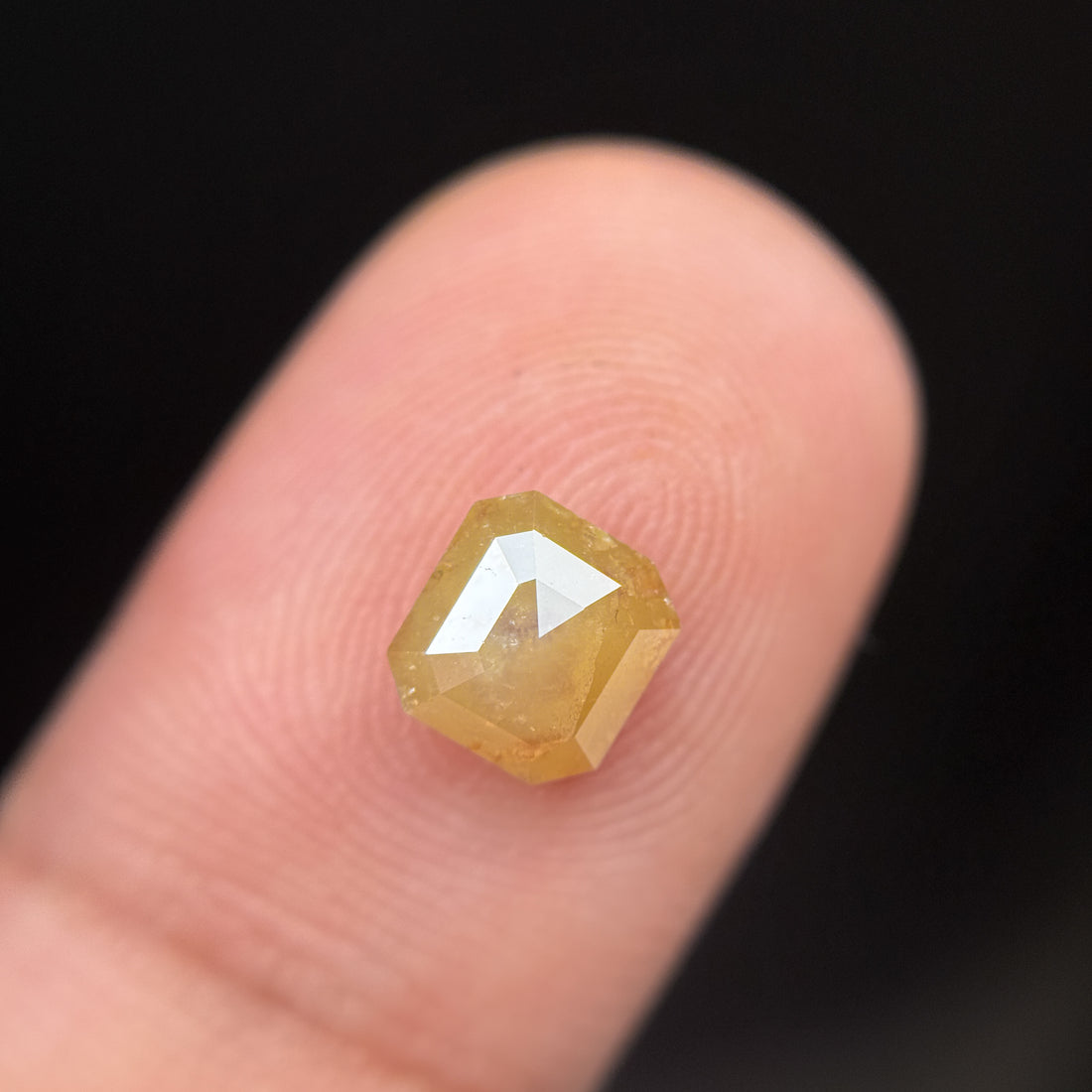 1.33 Ct Emerald Rose Cut Yellow Natural Salt and Pepper Diamond