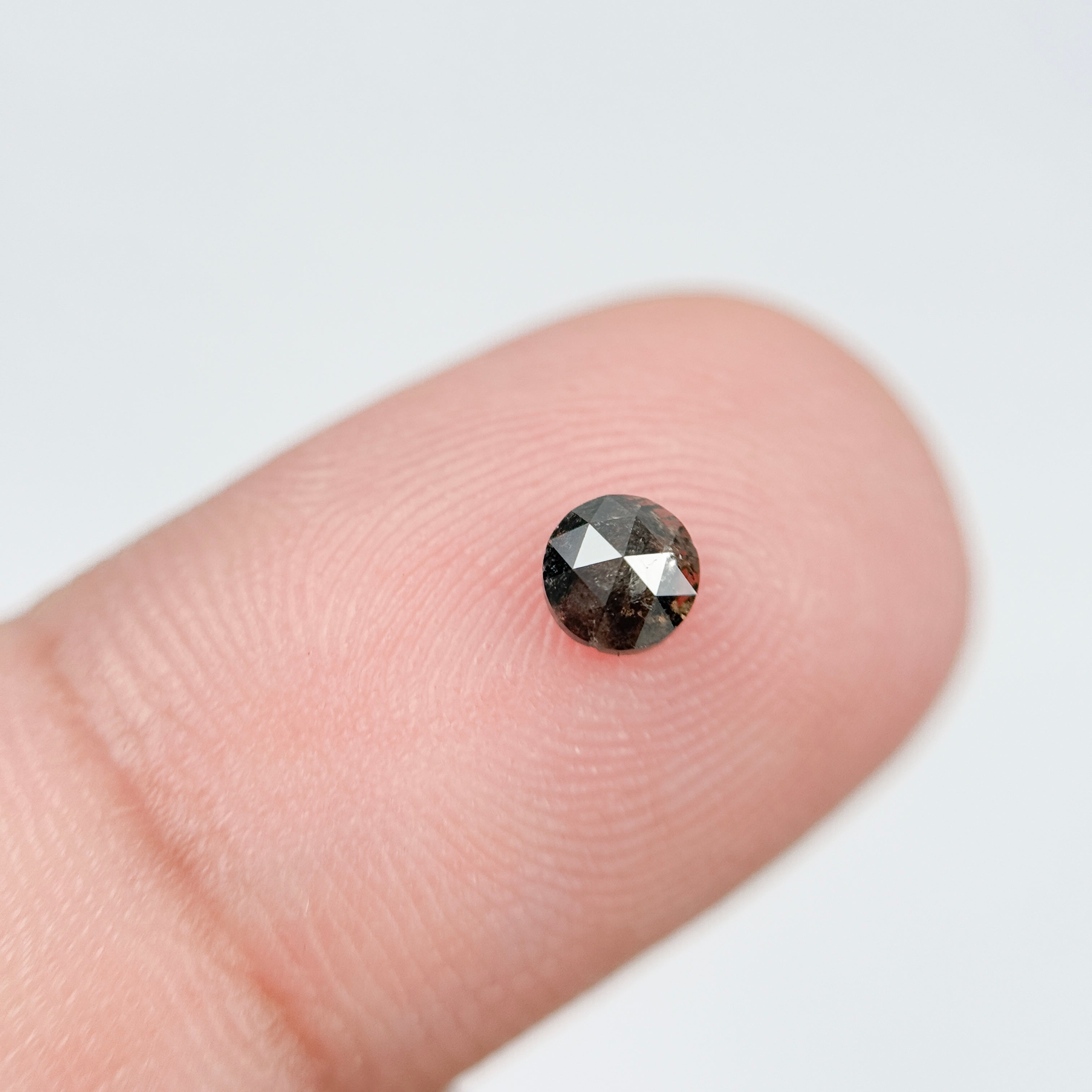 0.40 Ct Round Rose Cut Black Natural Salt and Pepper Diamond