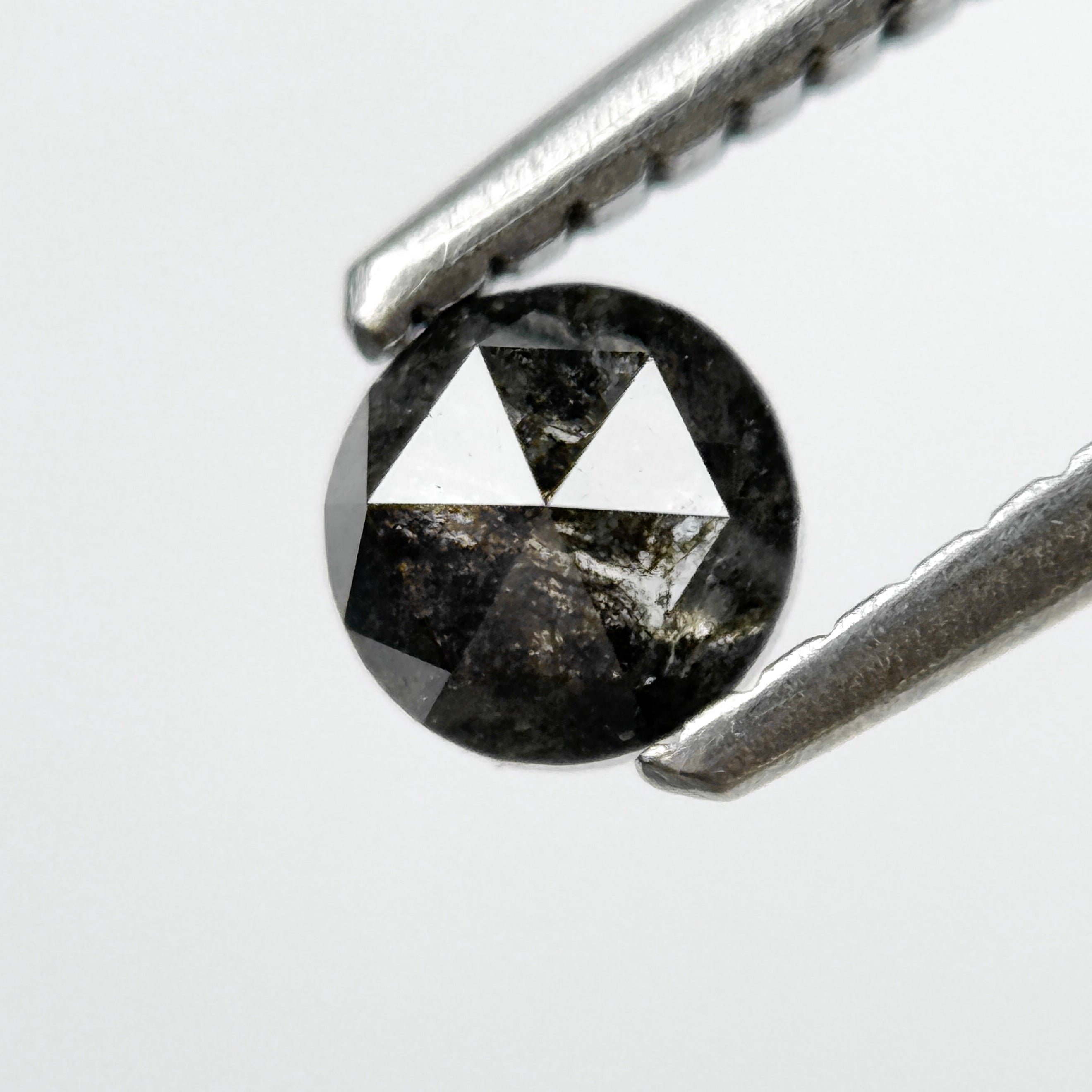 0.35 Ct Round Rose Cut Black Natural Salt and Pepper Diamond