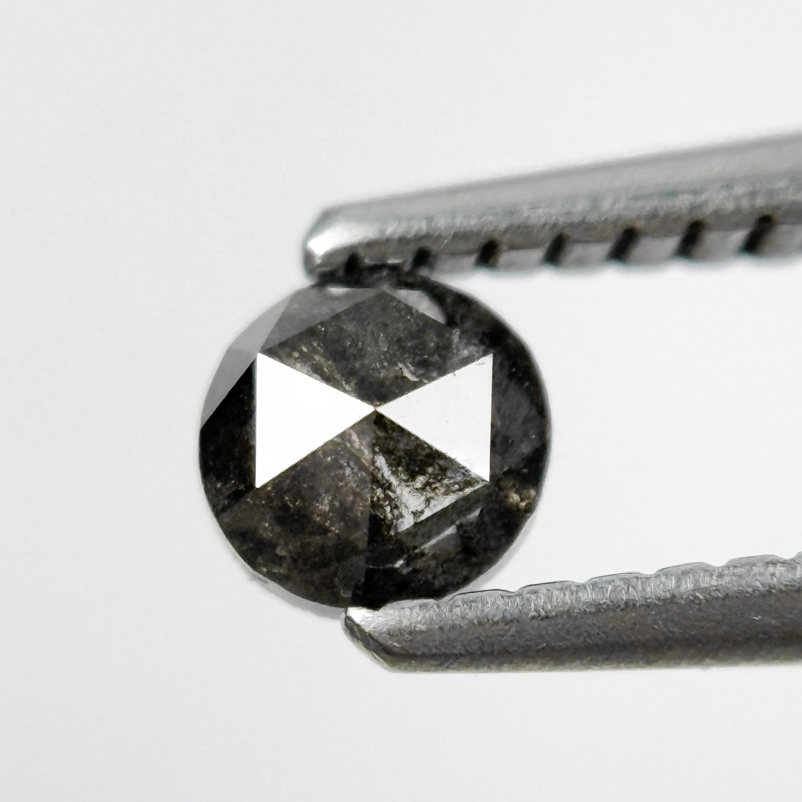 0.35 Ct Round Rose Cut Black Natural Salt and Pepper Diamond