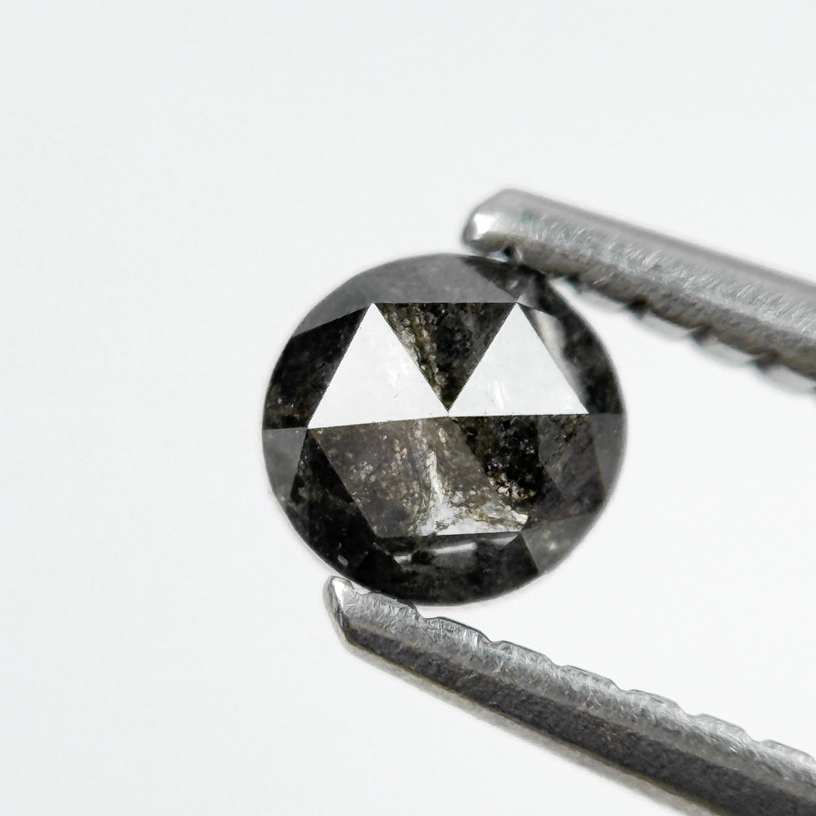 0.35 Ct Round Rose Cut Black Natural Salt and Pepper Diamond