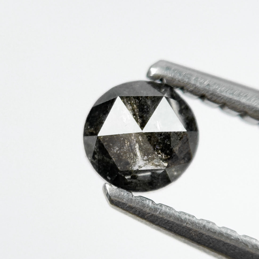 0.35 Ct Round Rose Cut Black Natural Salt and Pepper Diamond