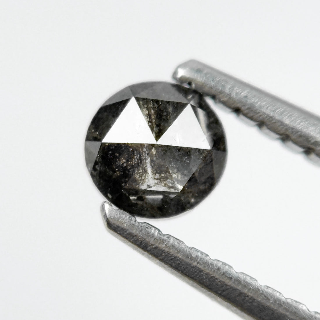 0.35 Ct Round Rose Cut Black Natural Salt and Pepper Diamond