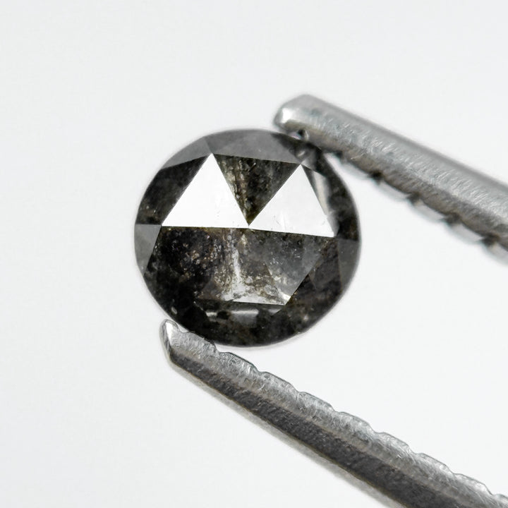 0.35 Ct Round Rose Cut Black Natural Salt and Pepper Diamond