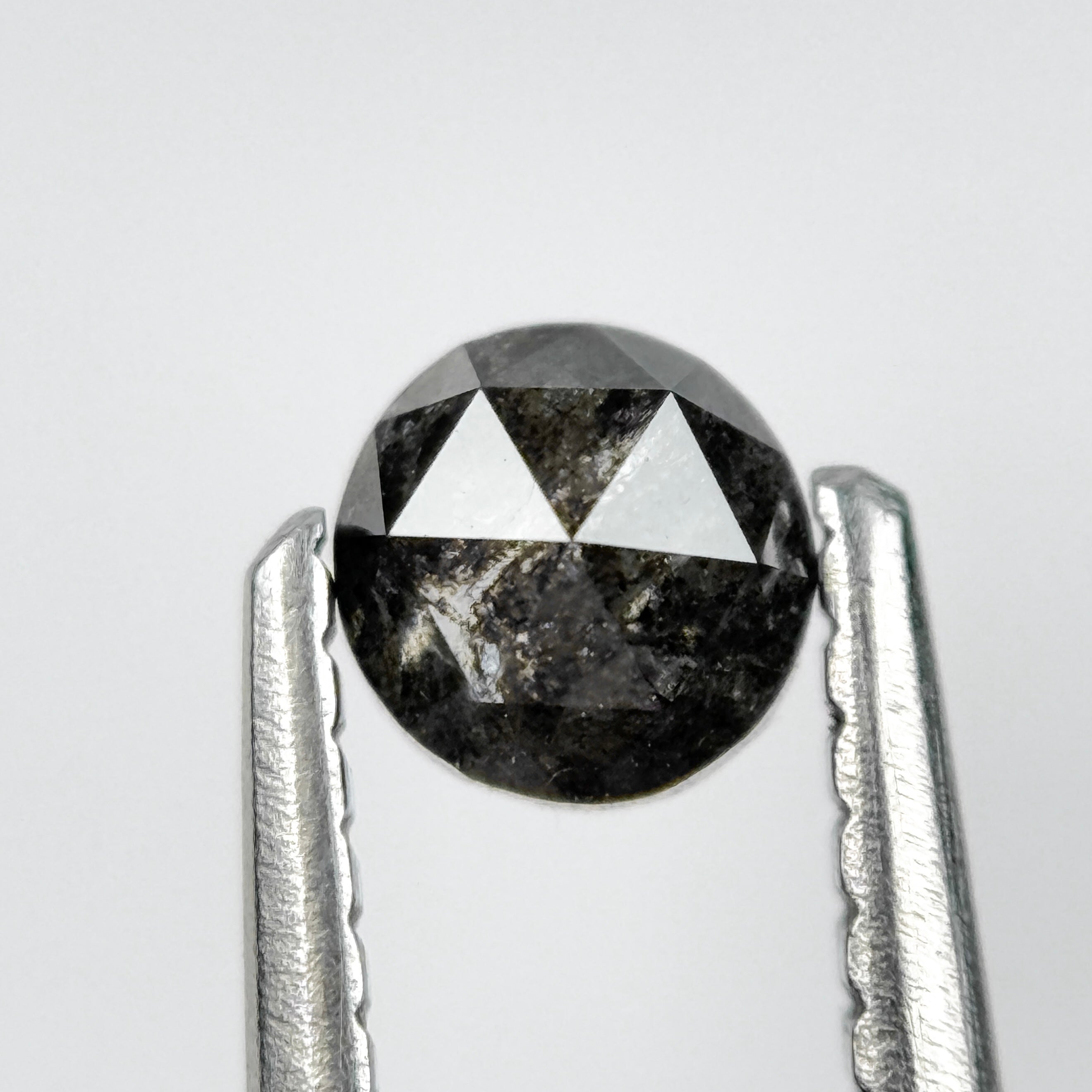 0.35 Ct Round Rose Cut Black Natural Salt and Pepper Diamond