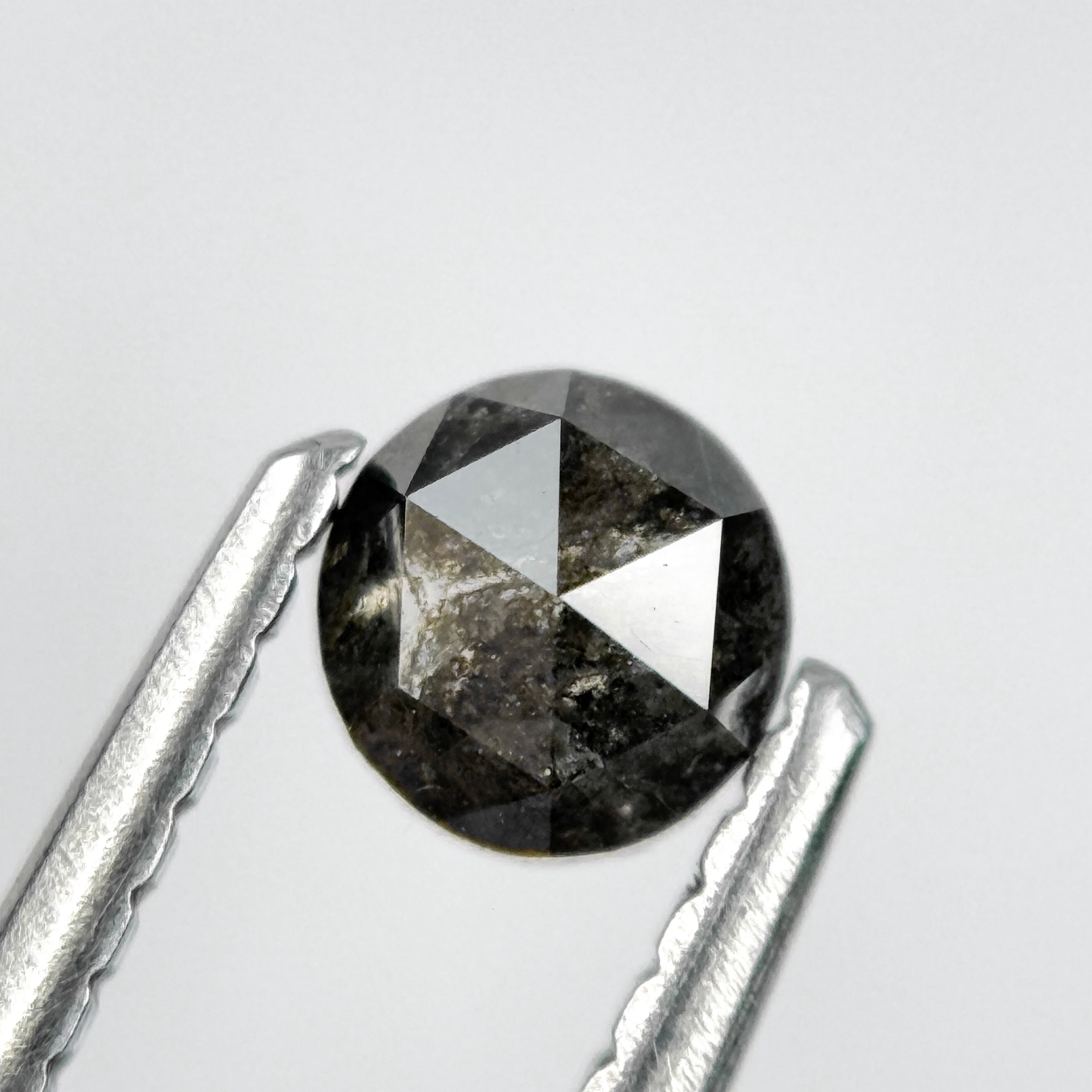 0.35 Ct Round Rose Cut Black Natural Salt and Pepper Diamond