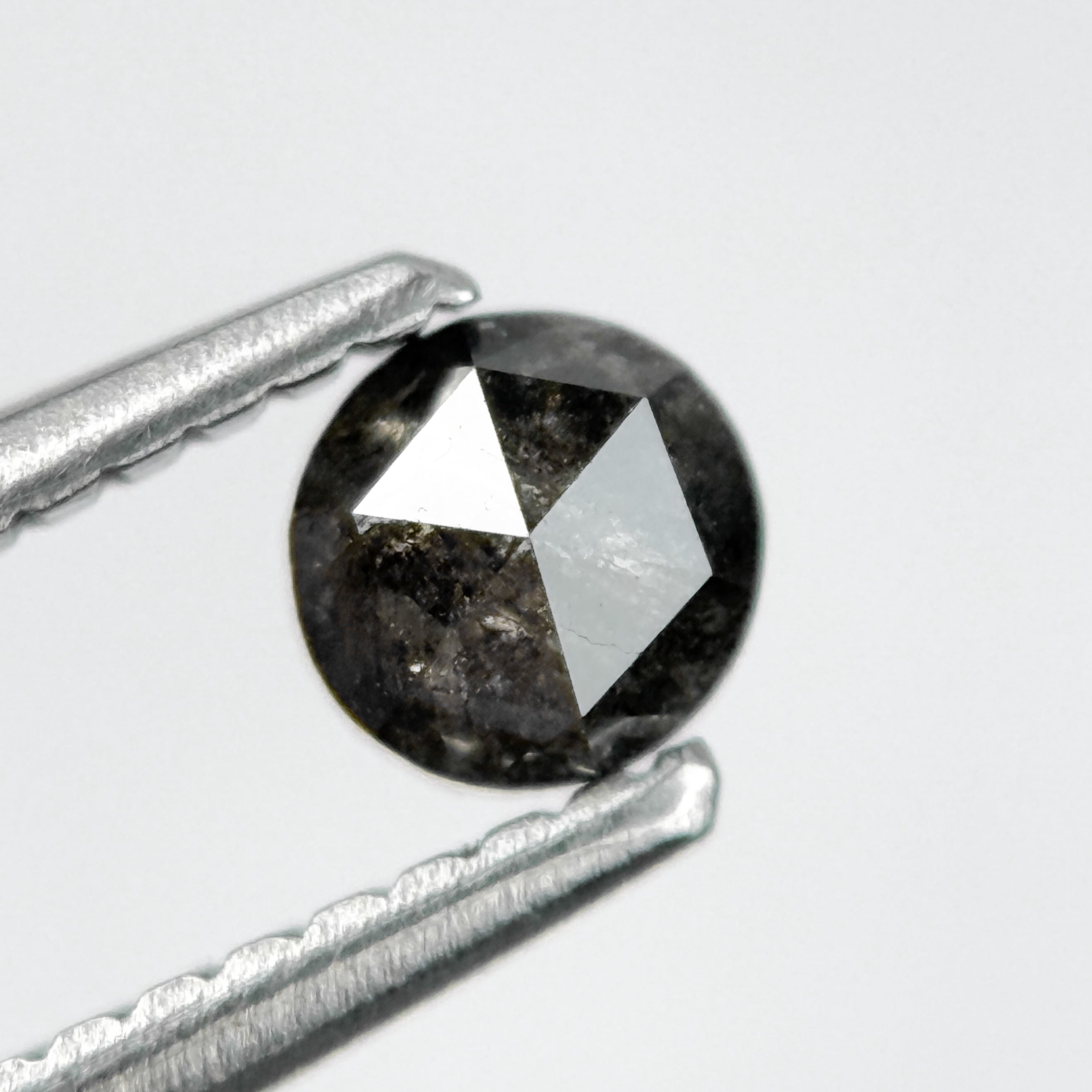 0.35 Ct Round Rose Cut Black Natural Salt and Pepper Diamond