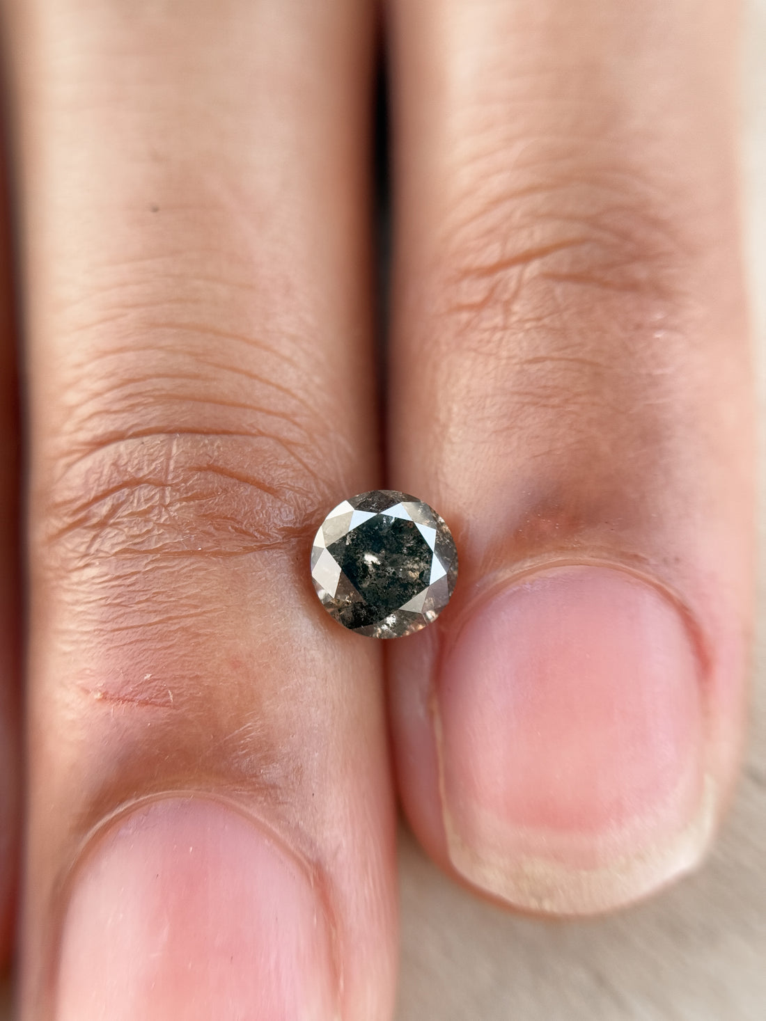 0.75 Ct Round Brilliant Cut Grey Natural Salt and Pepper Diamond