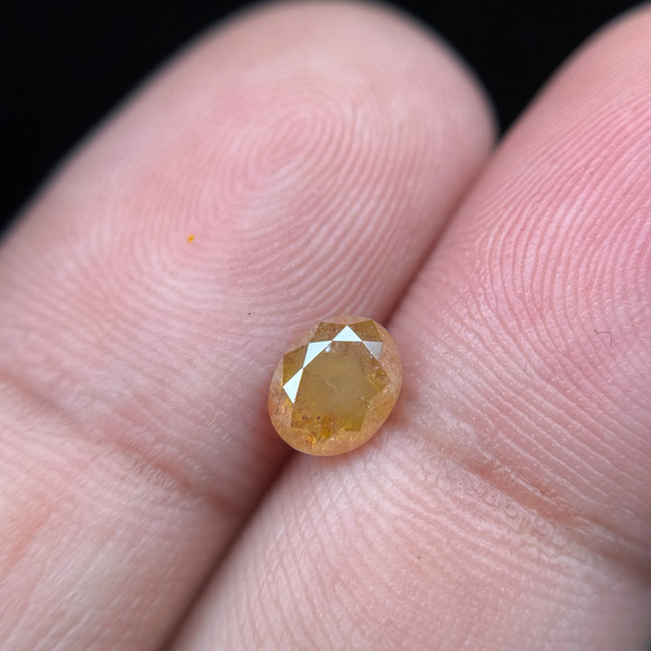 0.99 Ct Oval Rose Cut Yellow Natural Salt and Pepper Diamond