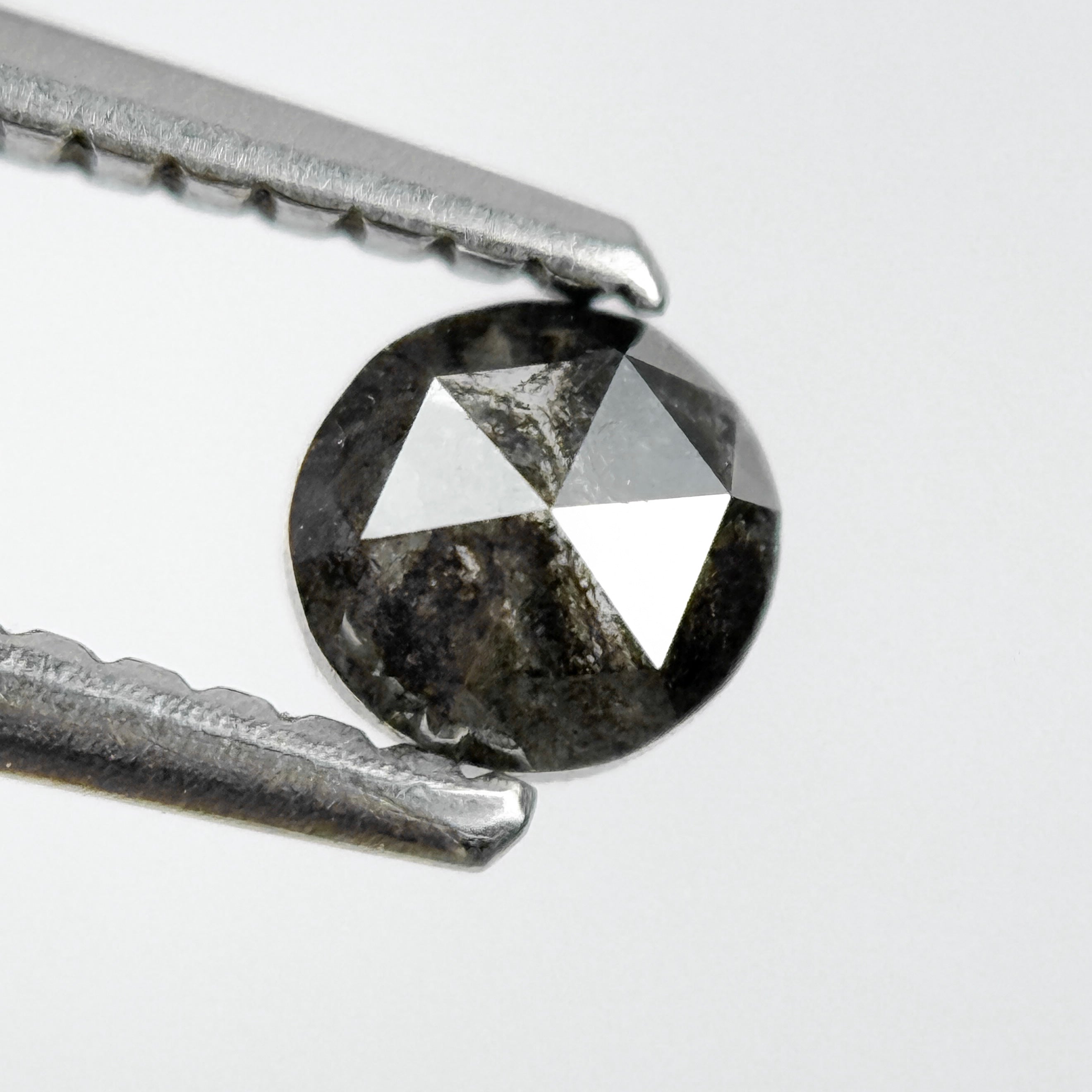 0.35 Ct Round Rose Cut Black Natural Salt and Pepper Diamond