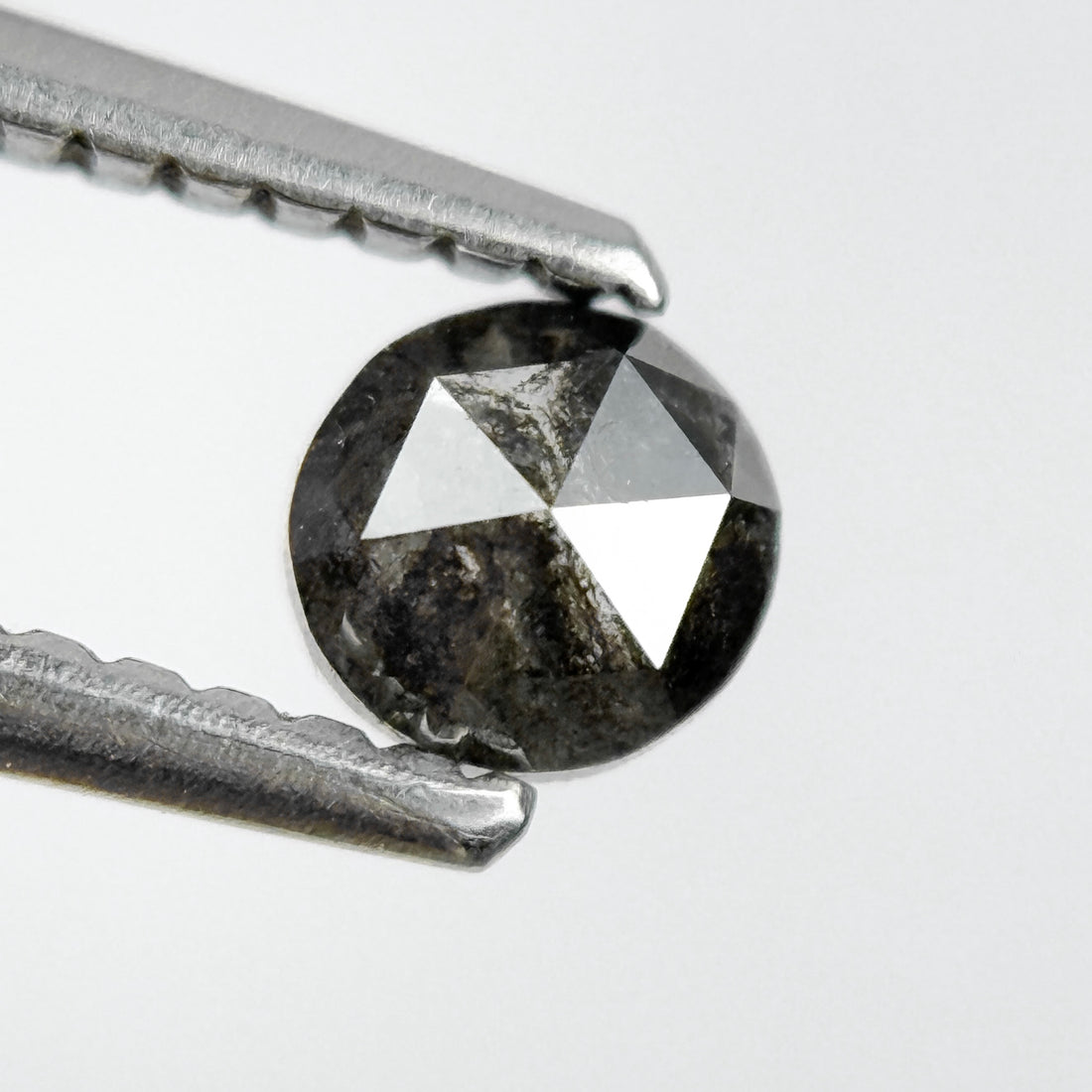 0.35 Ct Round Rose Cut Black Natural Salt and Pepper Diamond