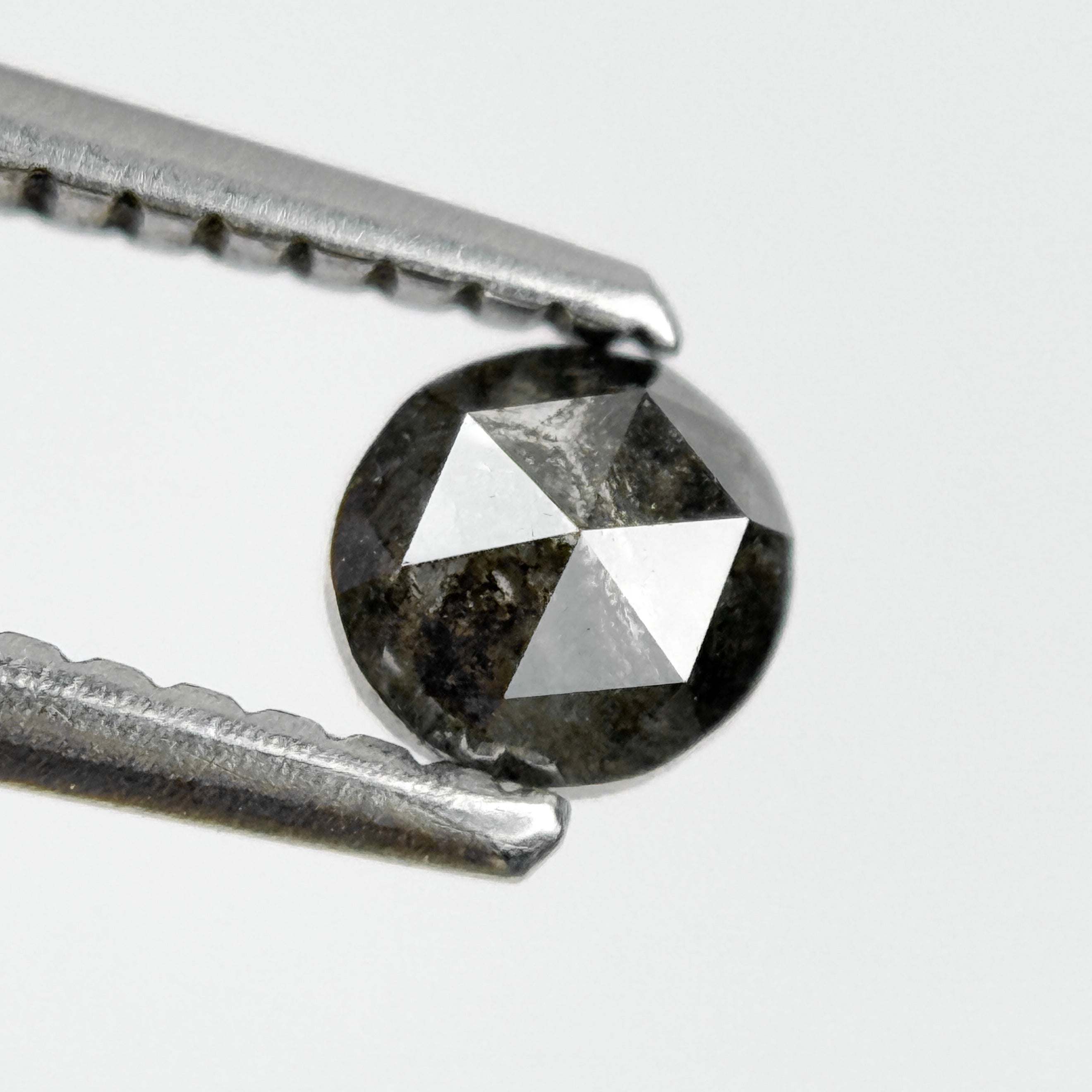 0.35 Ct Round Rose Cut Black Natural Salt and Pepper Diamond