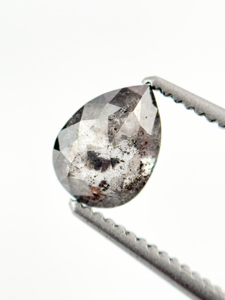 0.79 Ct Pear Rose Cut Grey Natural Minimalist Diamond