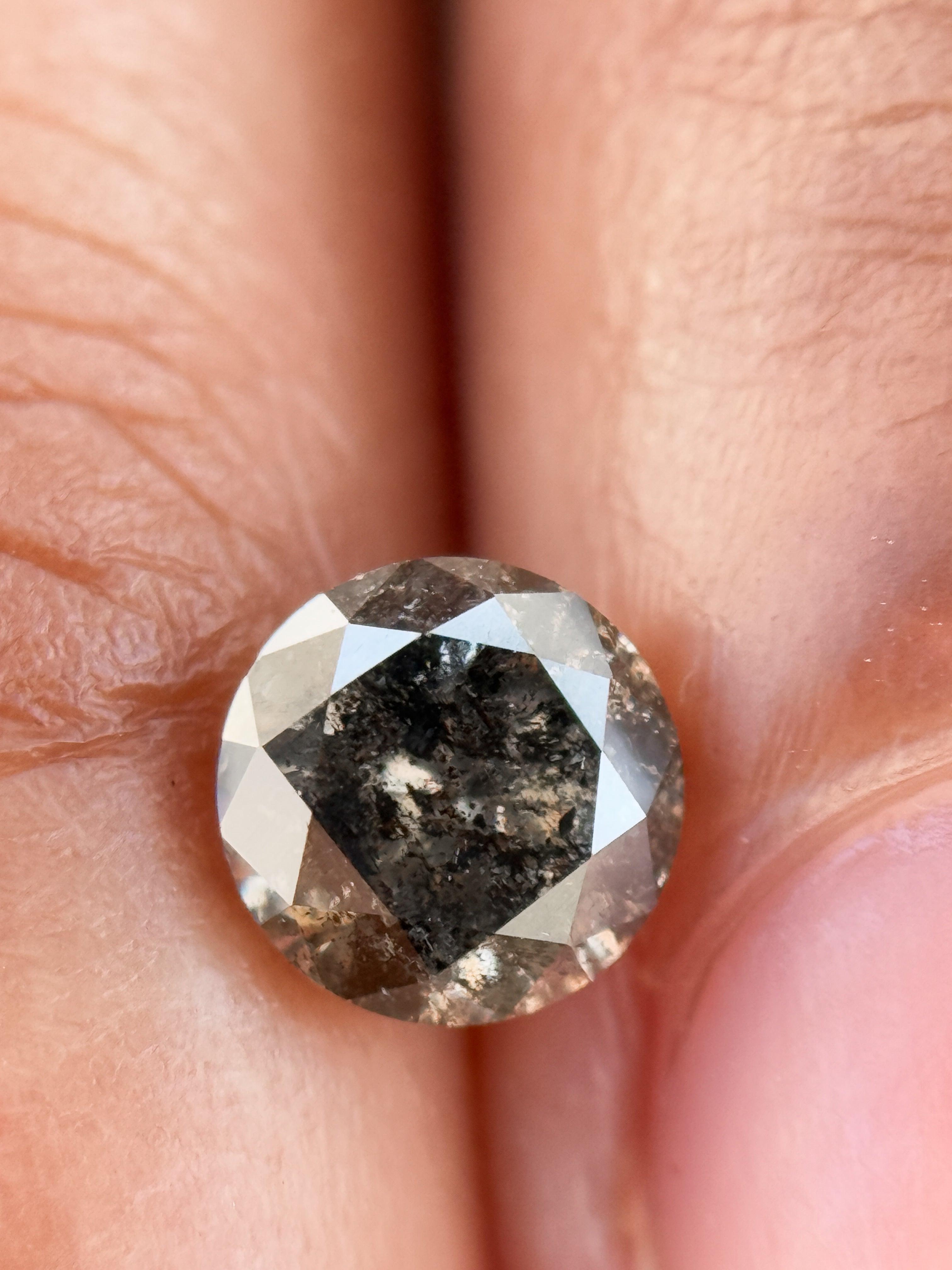 0.75 Ct Round Brilliant Cut Grey Natural Salt and Pepper Diamond