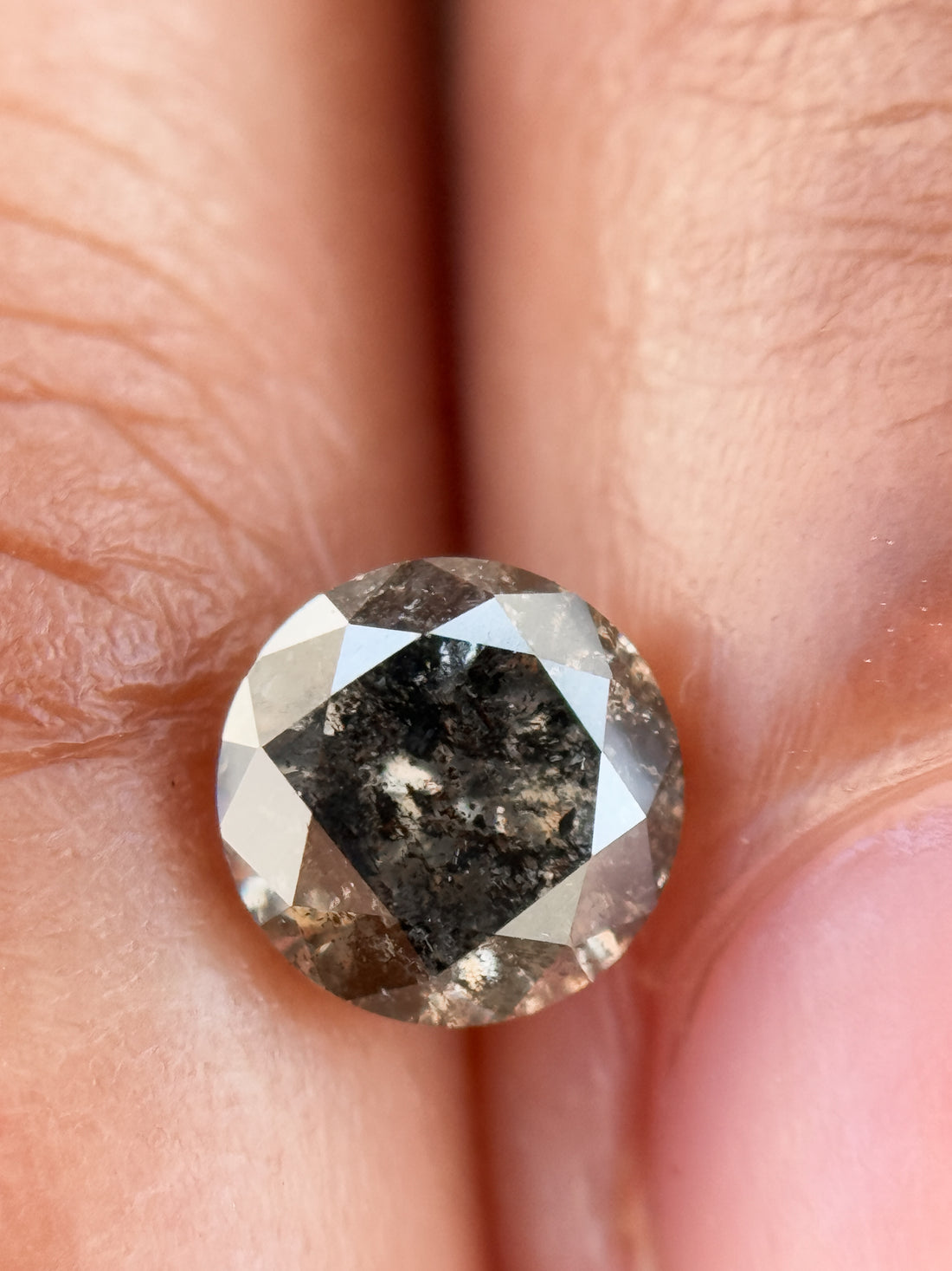 0.75 Ct Round Brilliant Cut Grey Natural Salt and Pepper Diamond