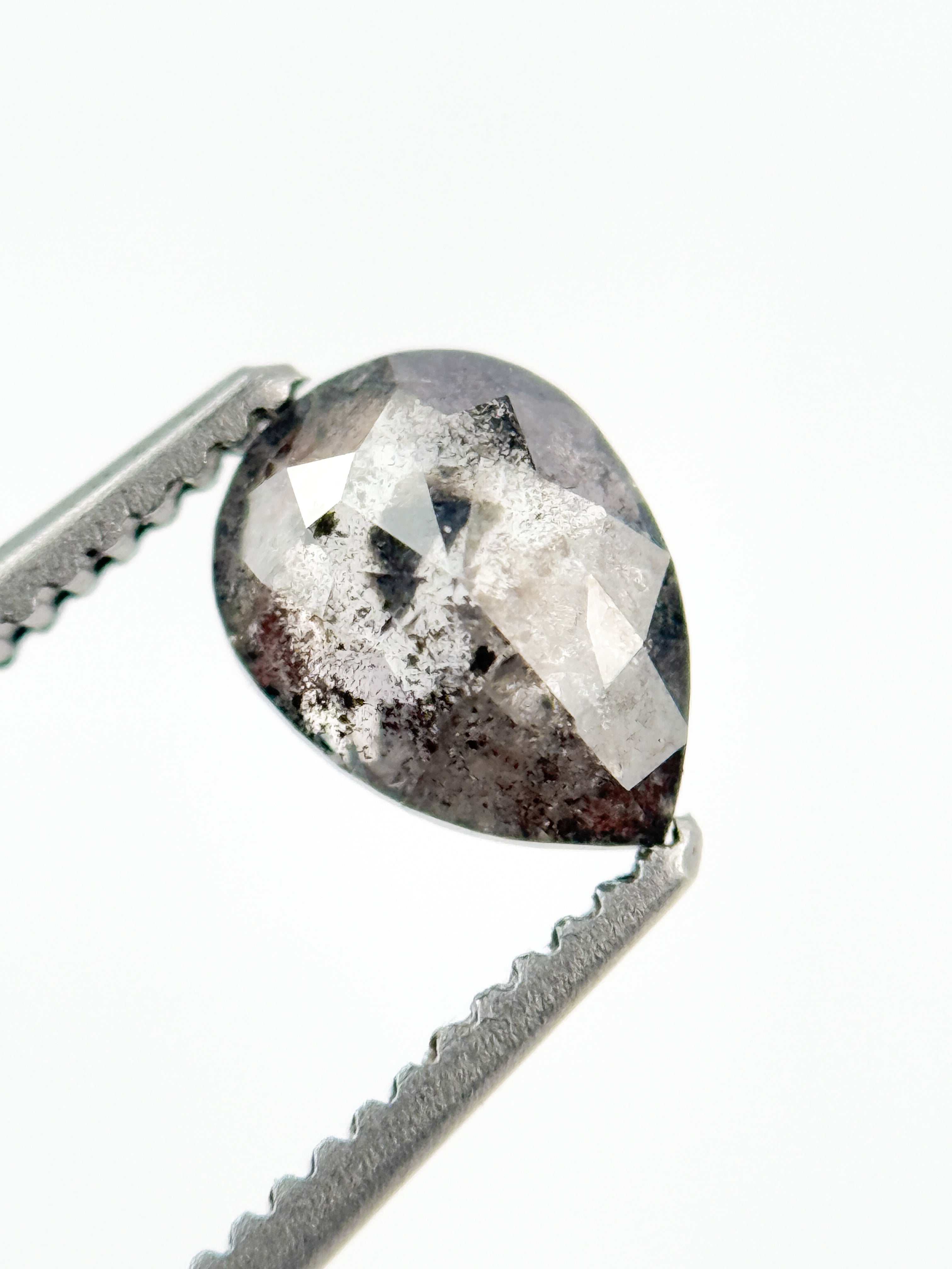 0.79 Ct Pear Rose Cut Grey Natural Minimalist Diamond
