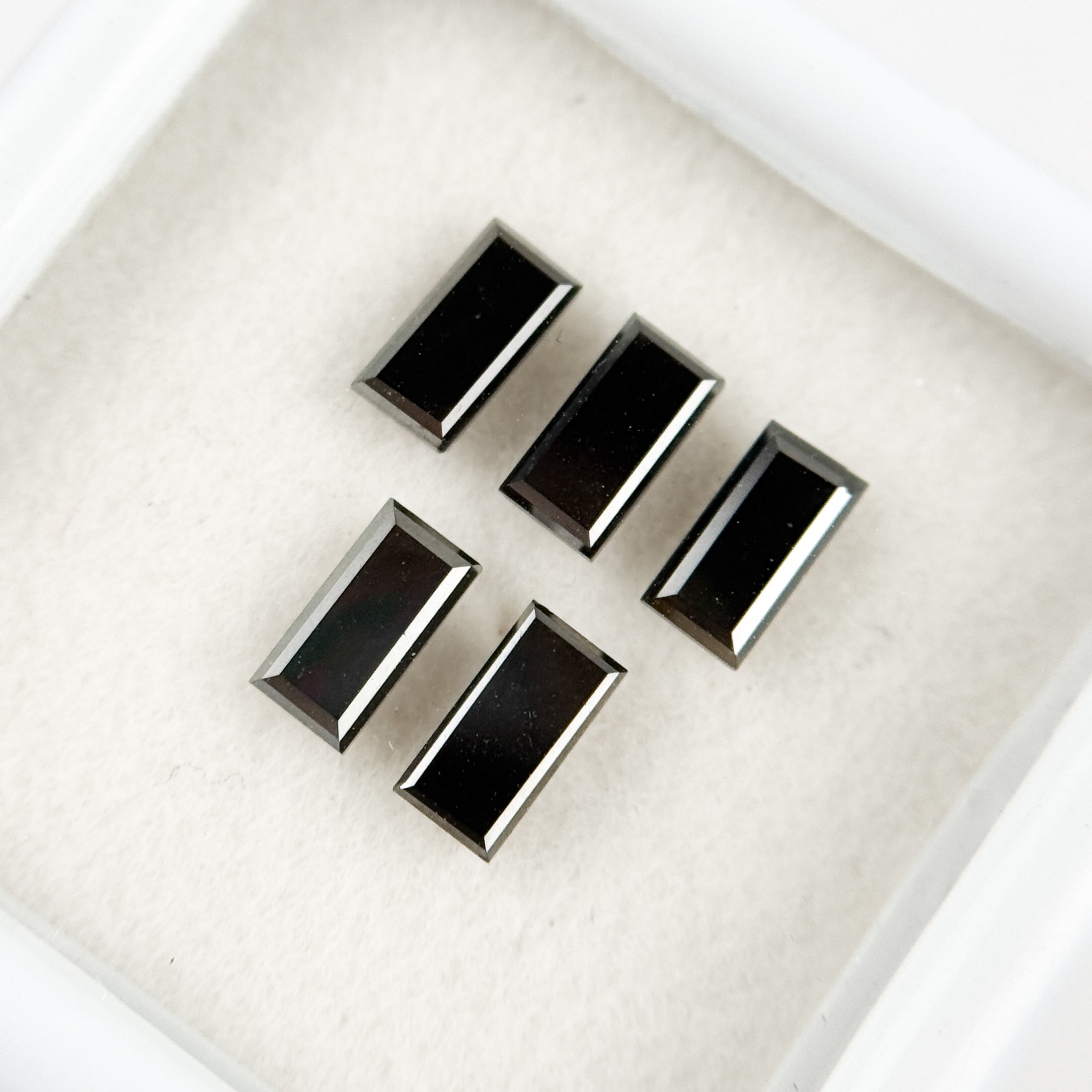 6 X 3 MM Baguette Rose Cut Black Natural Fancy Diamond