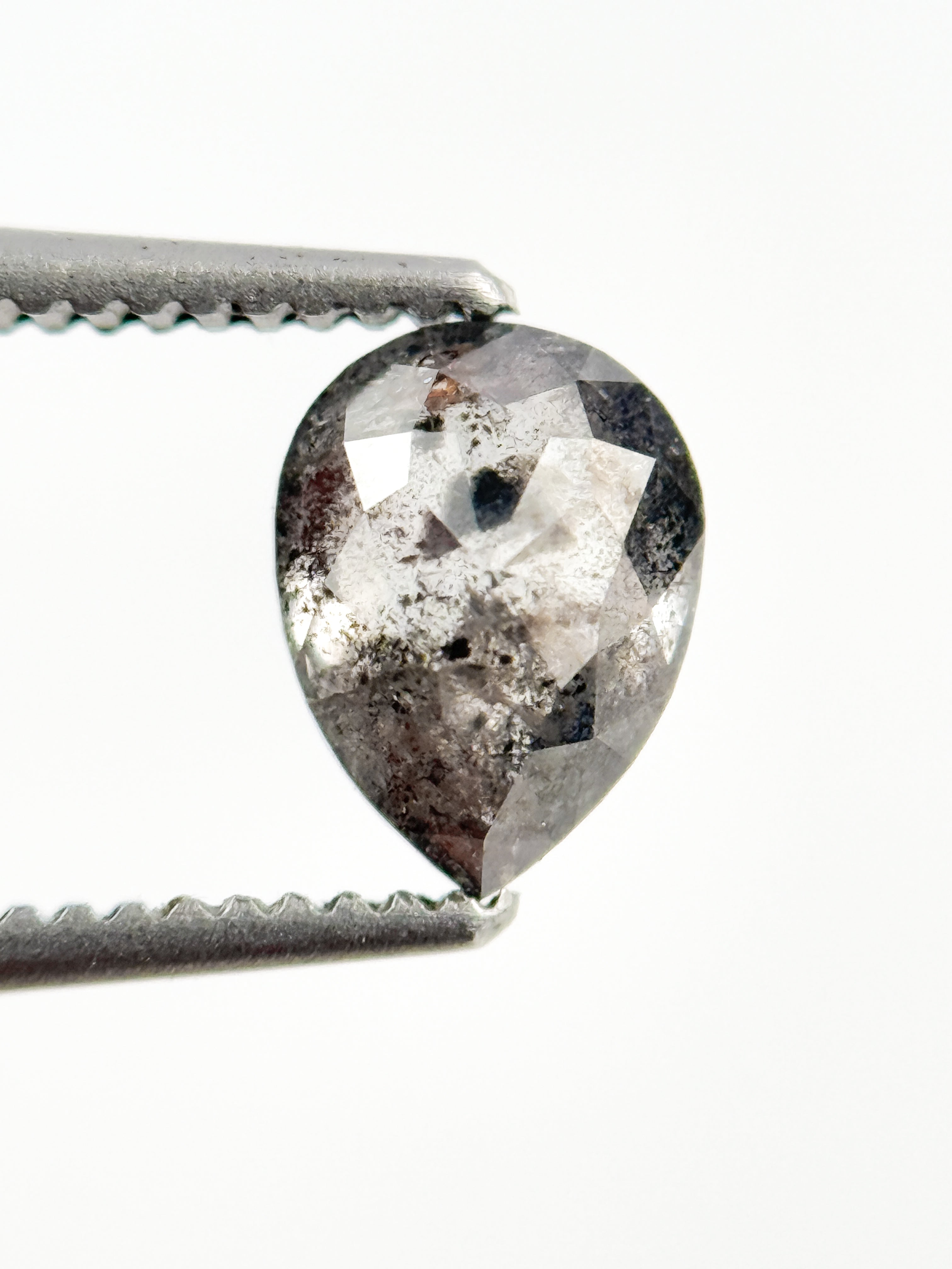0.79 Ct Pear Rose Cut Grey Natural Minimalist Diamond