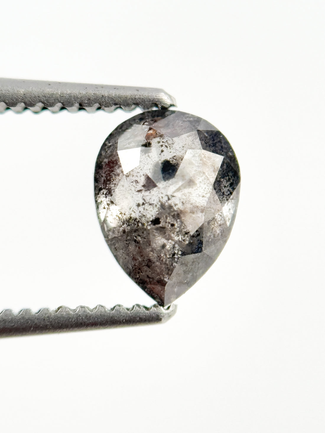 0.79 Ct Pear Rose Cut Grey Natural Minimalist Diamond