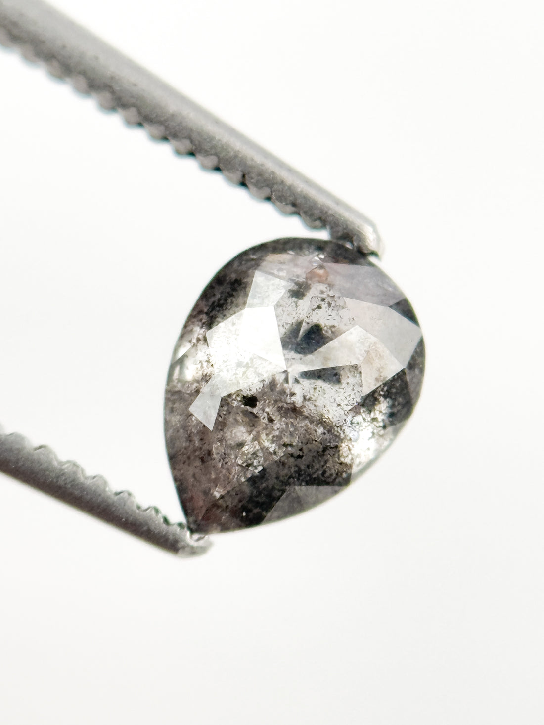 0.79 Ct Pear Rose Cut Grey Natural Minimalist Diamond