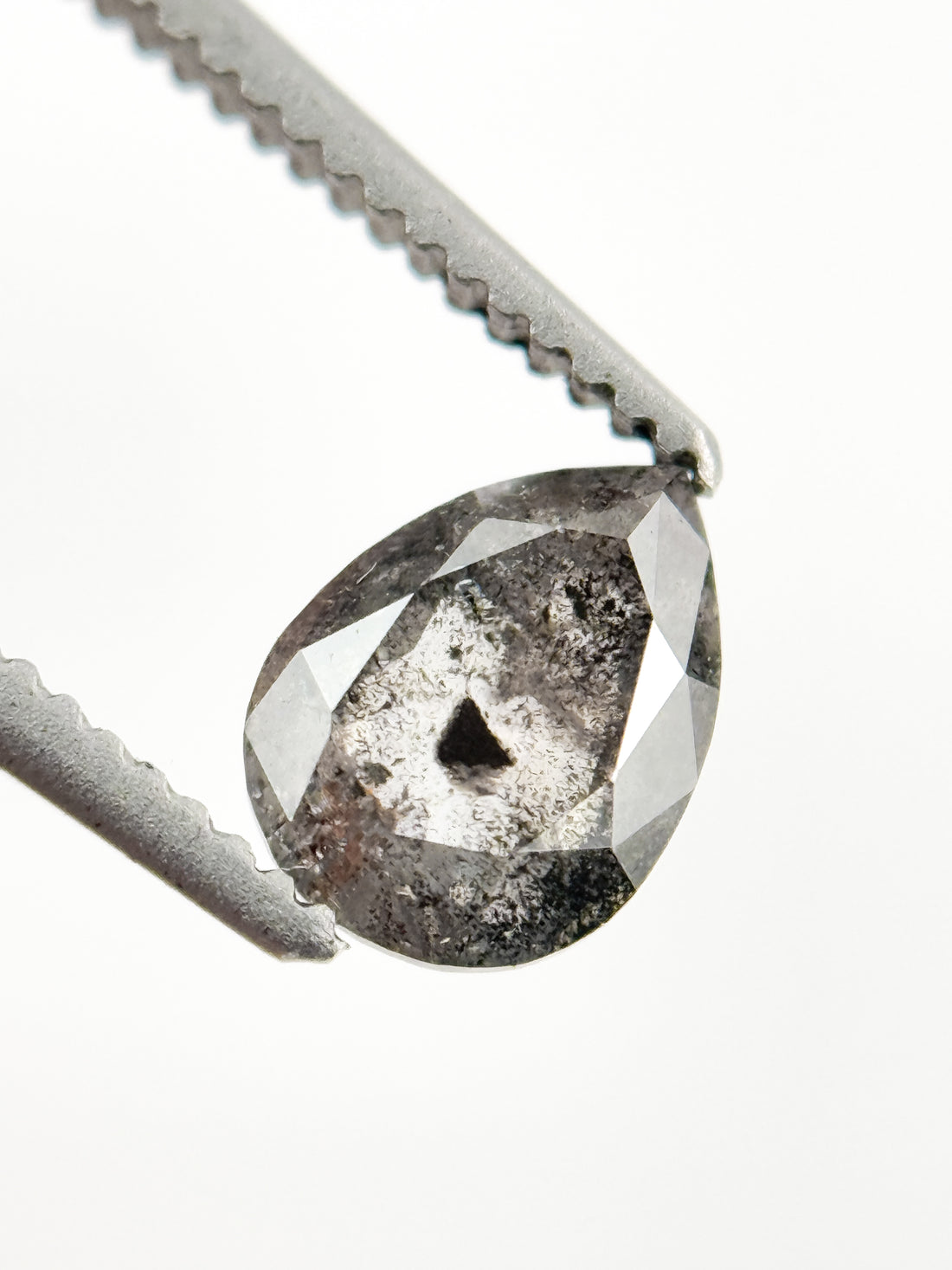 0.79 Ct Pear Rose Cut Grey Natural Minimalist Diamond