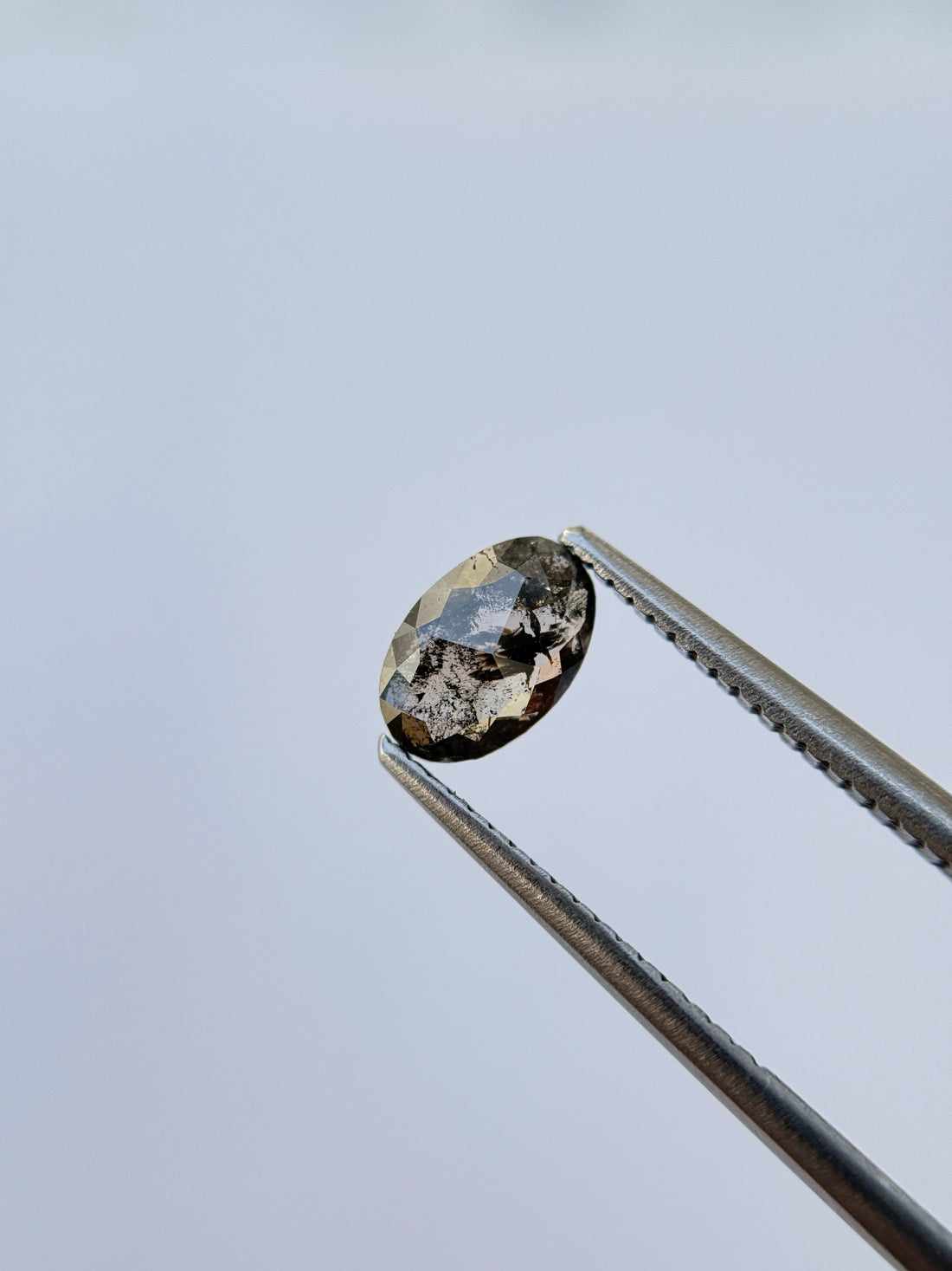 0.75 Ct Oval Rose Cut Grey Natural Salt and Pepper Diamond