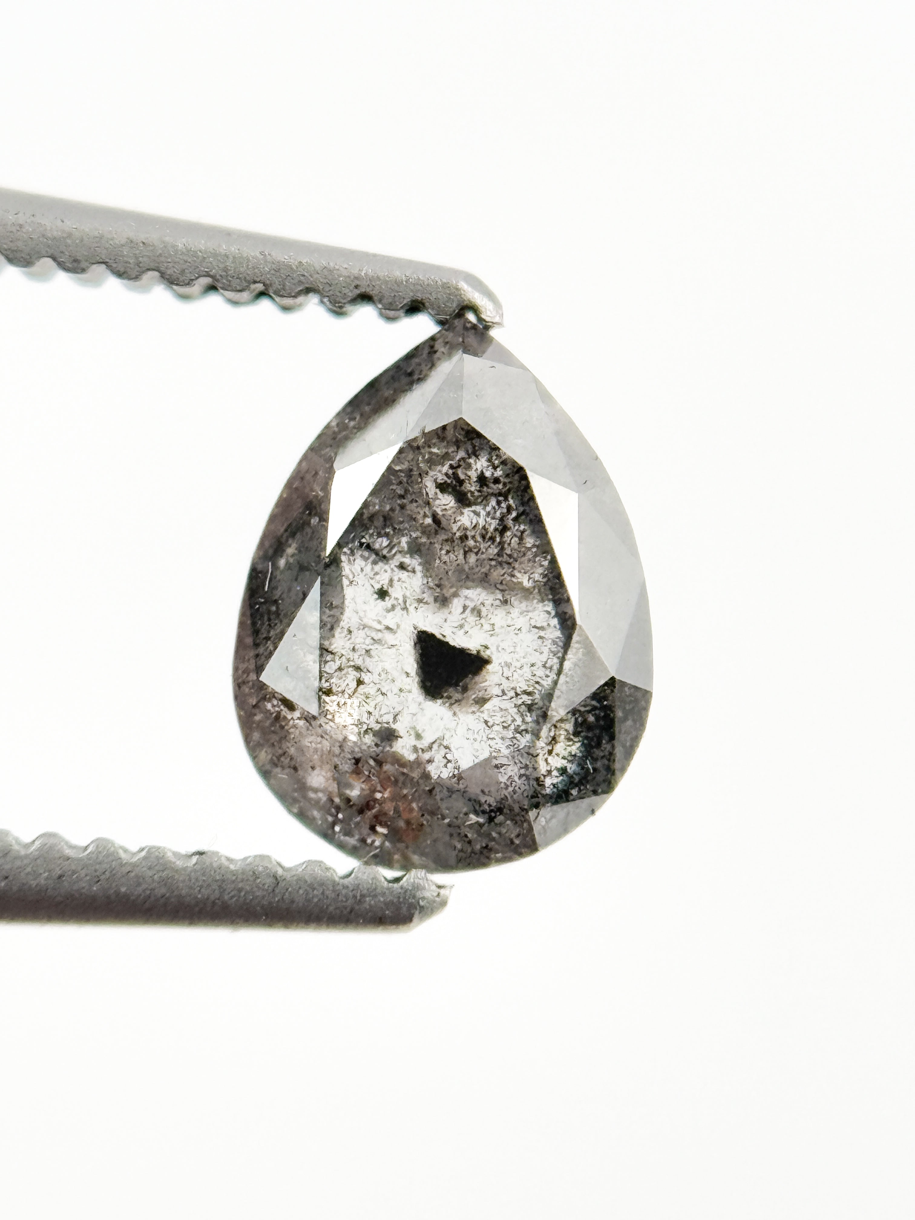 0.79 Ct Pear Rose Cut Grey Natural Minimalist Diamond