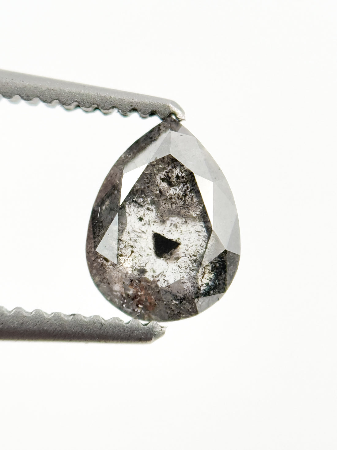 0.79 Ct Pear Rose Cut Grey Natural Minimalist Diamond