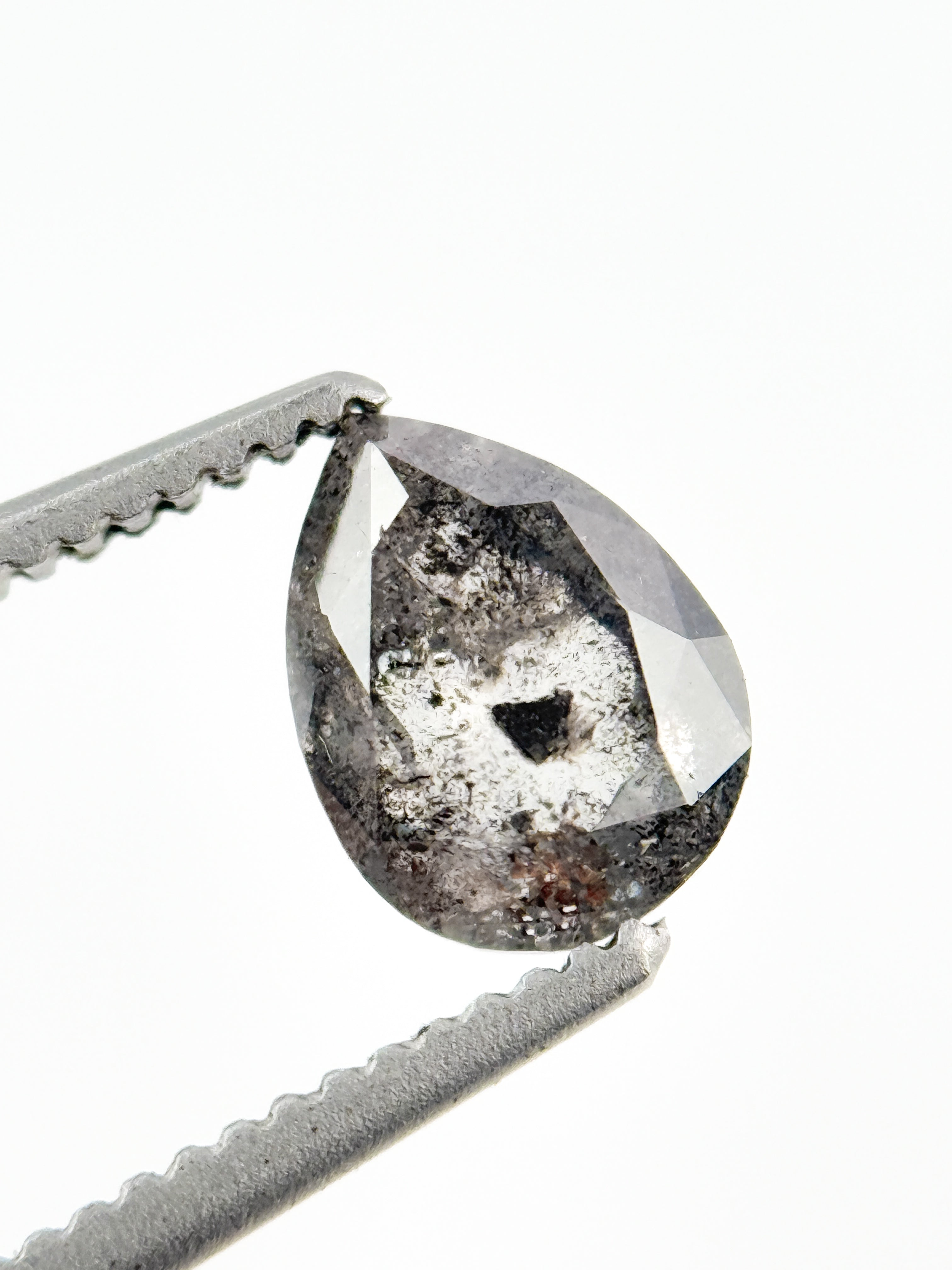 0.79 Ct Pear Rose Cut Grey Natural Minimalist Diamond