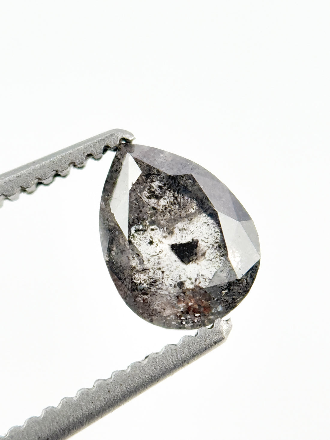 0.79 Ct Pear Rose Cut Grey Natural Minimalist Diamond