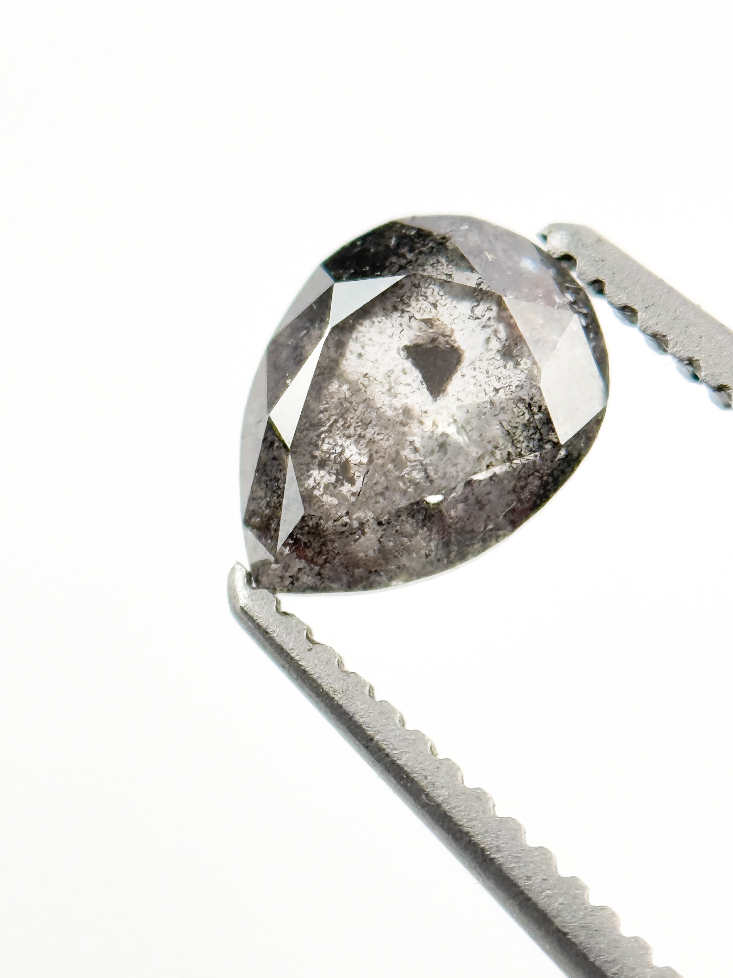 0.79 Ct Pear Rose Cut Grey Natural Minimalist Diamond