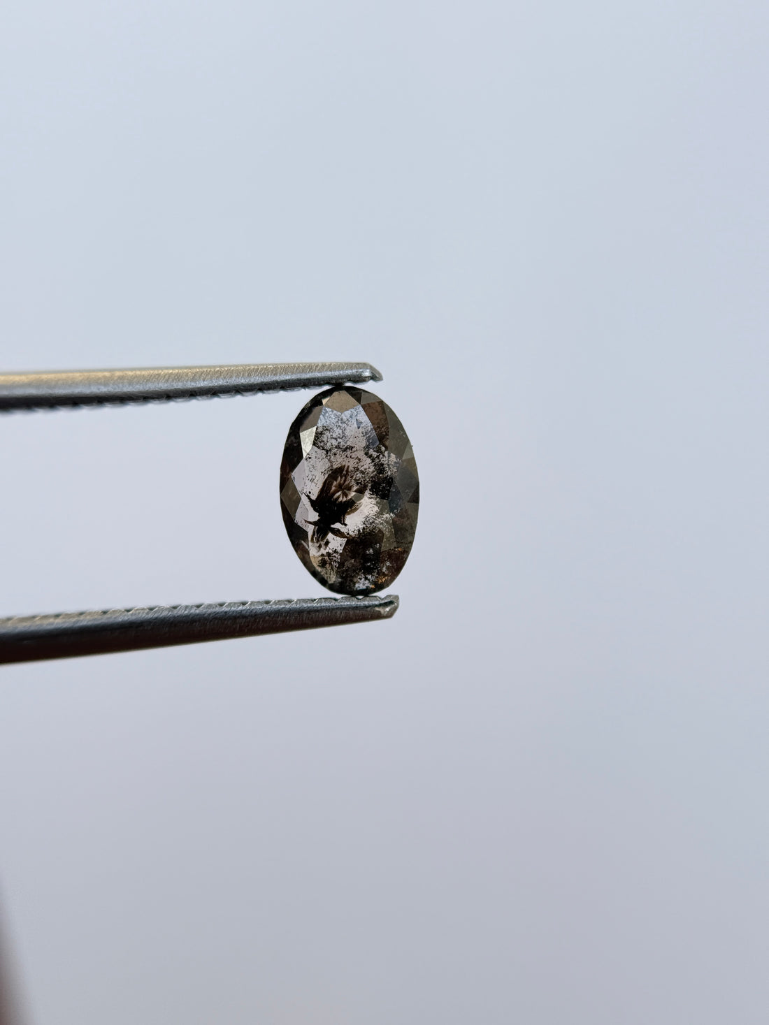 0.75 Ct Oval Rose Cut Grey Natural Salt and Pepper Diamond