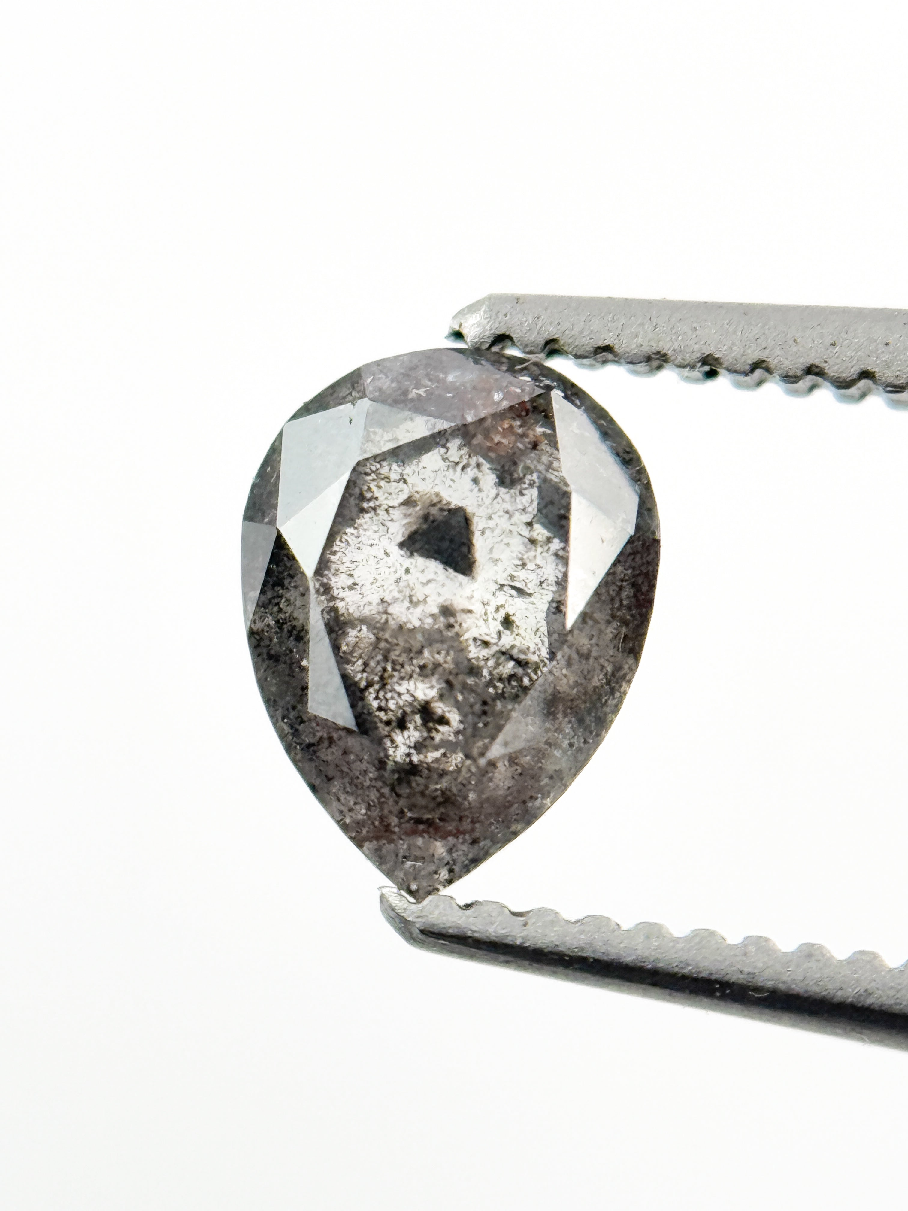 0.79 Ct Pear Rose Cut Grey Natural Minimalist Diamond