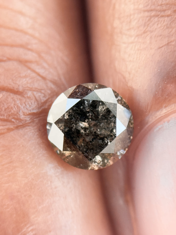 0.75 Ct Round Brilliant Cut Grey Natural Salt and Pepper Diamond