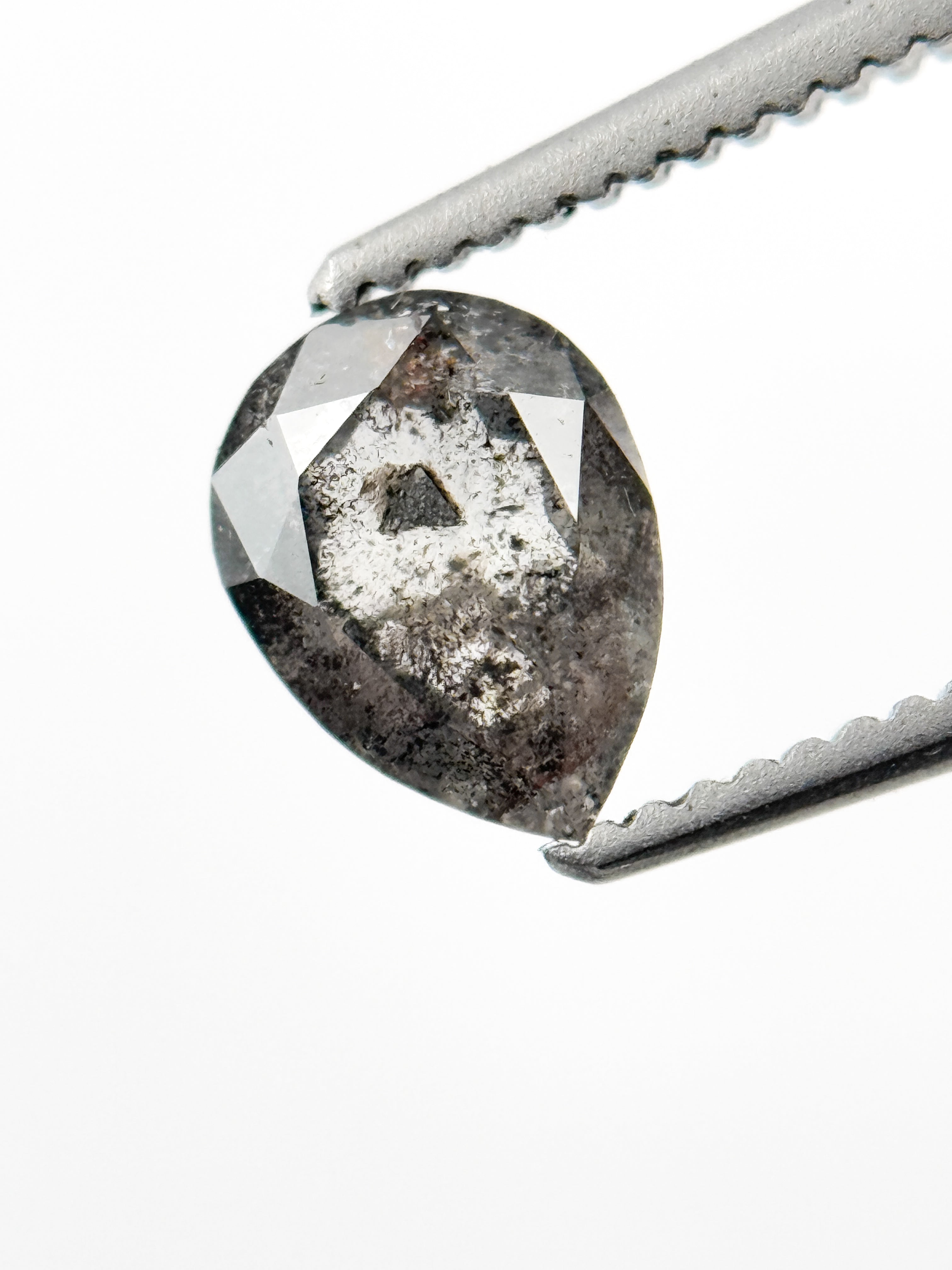 0.79 Ct Pear Rose Cut Grey Natural Minimalist Diamond