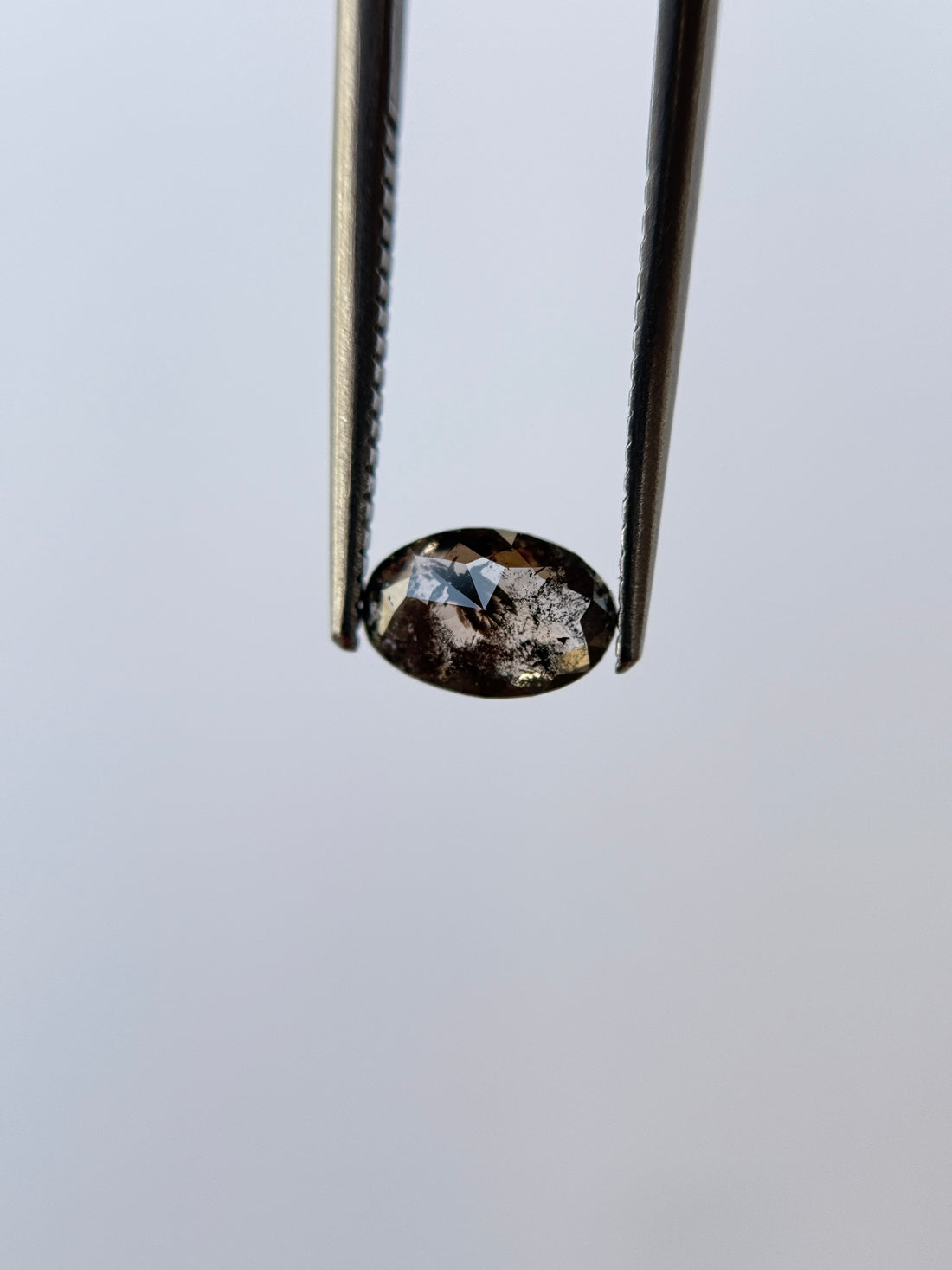0.75 Ct Oval Rose Cut Grey Natural Salt and Pepper Diamond