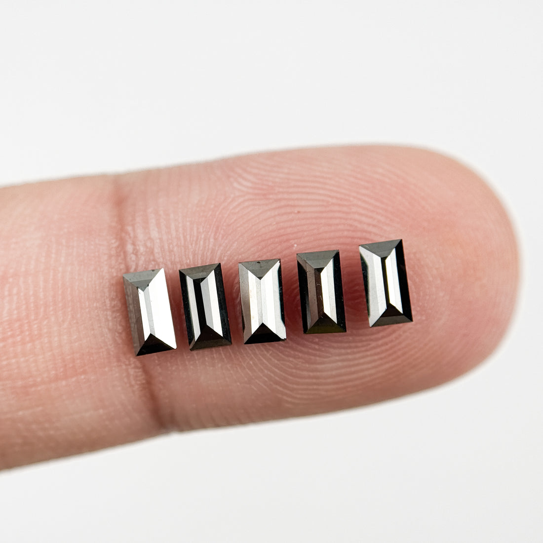 5 MM Ct Baguette Rose Cut Black Natural Fancy Diamond