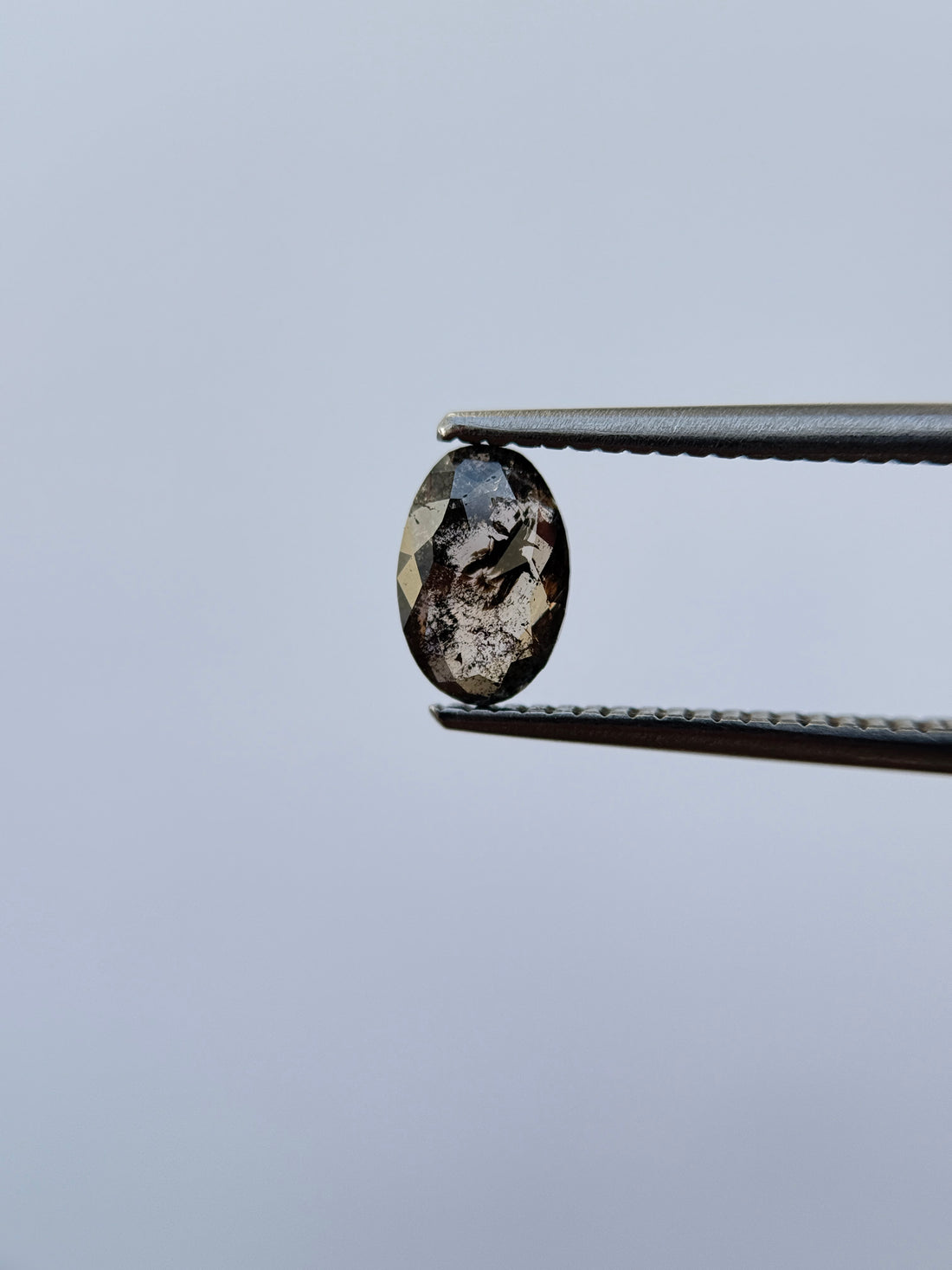 0.75 Ct Oval Rose Cut Grey Natural Salt and Pepper Diamond