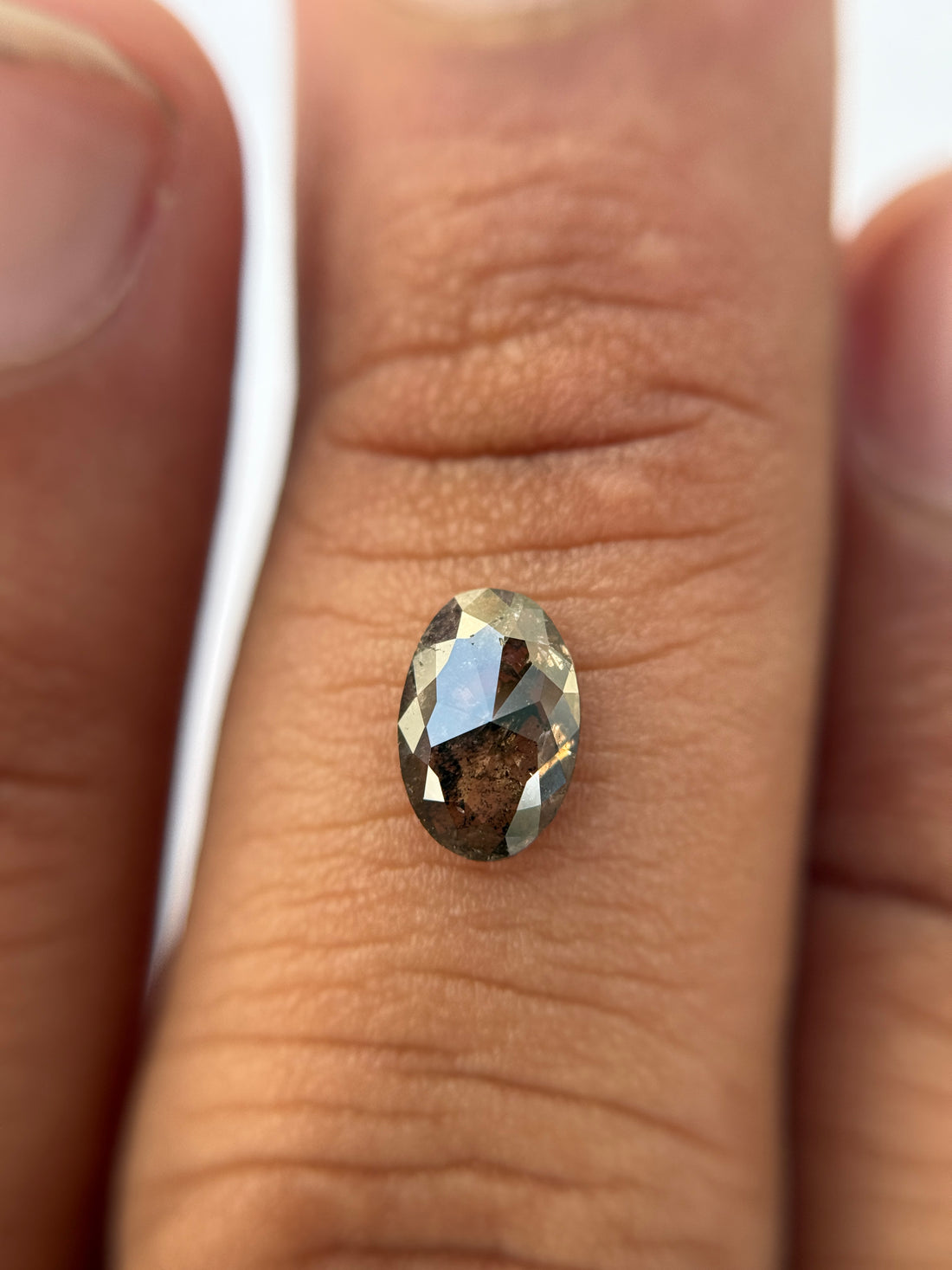 0.75 Ct Oval Rose Cut Grey Natural Salt and Pepper Diamond
