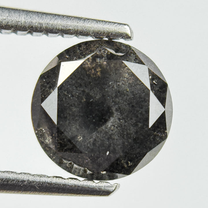1.77 Ct Round Brilliant Cut Grey Natural Salt and Pepper Diamond