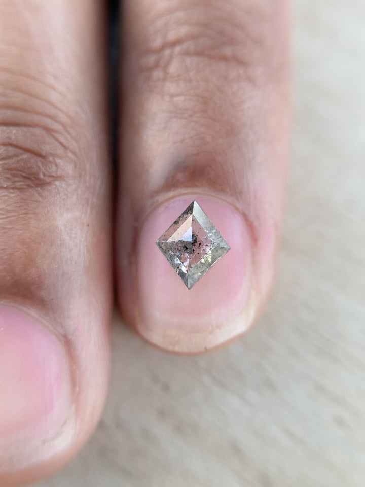0.54 Ct Kite Rose Cut Grey Natural Salt and Pepper Diamond